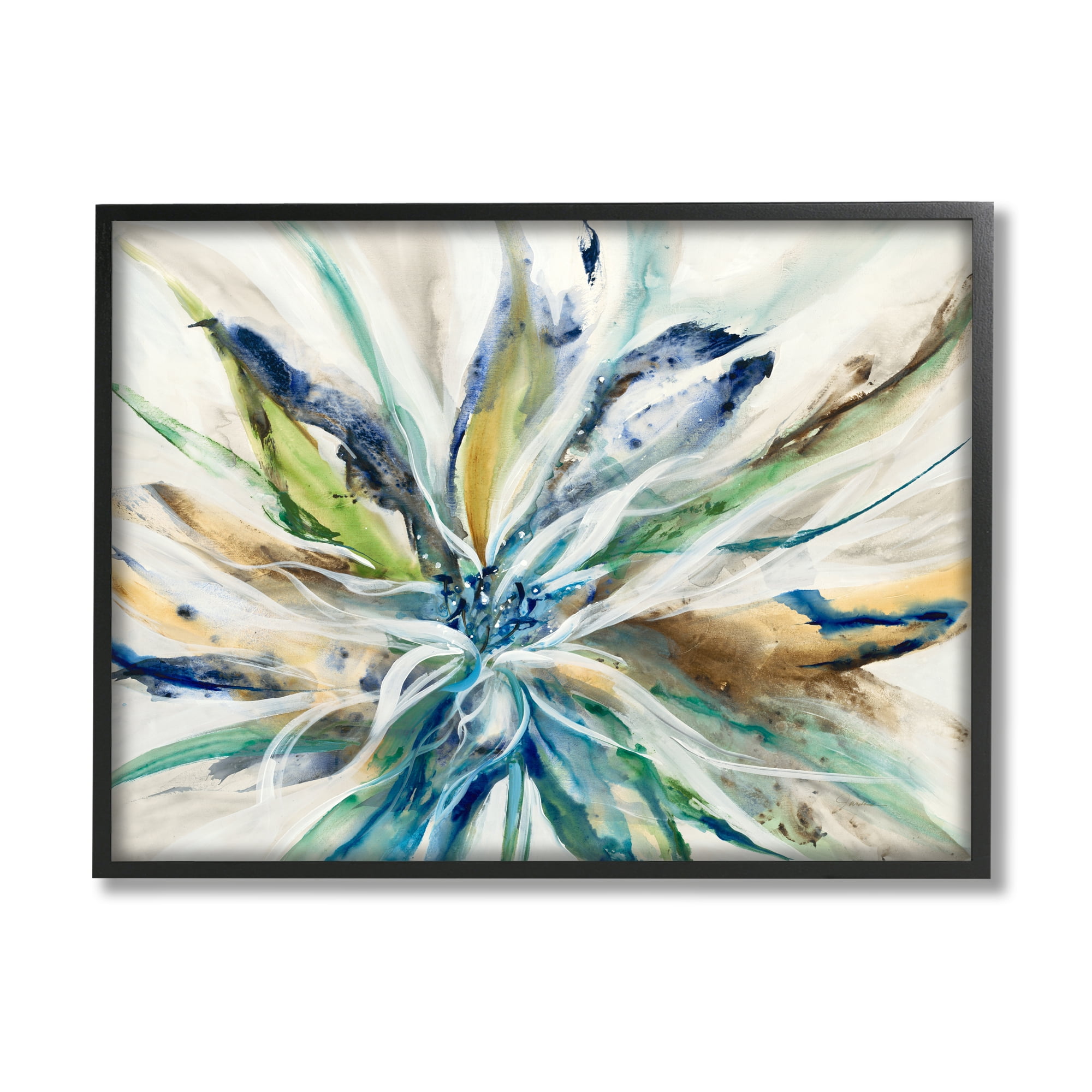 Stupell Industries Abstract Botanical Petals Botanical & Floral Painting Black Framed Art Print Wall Art, 30 x 24