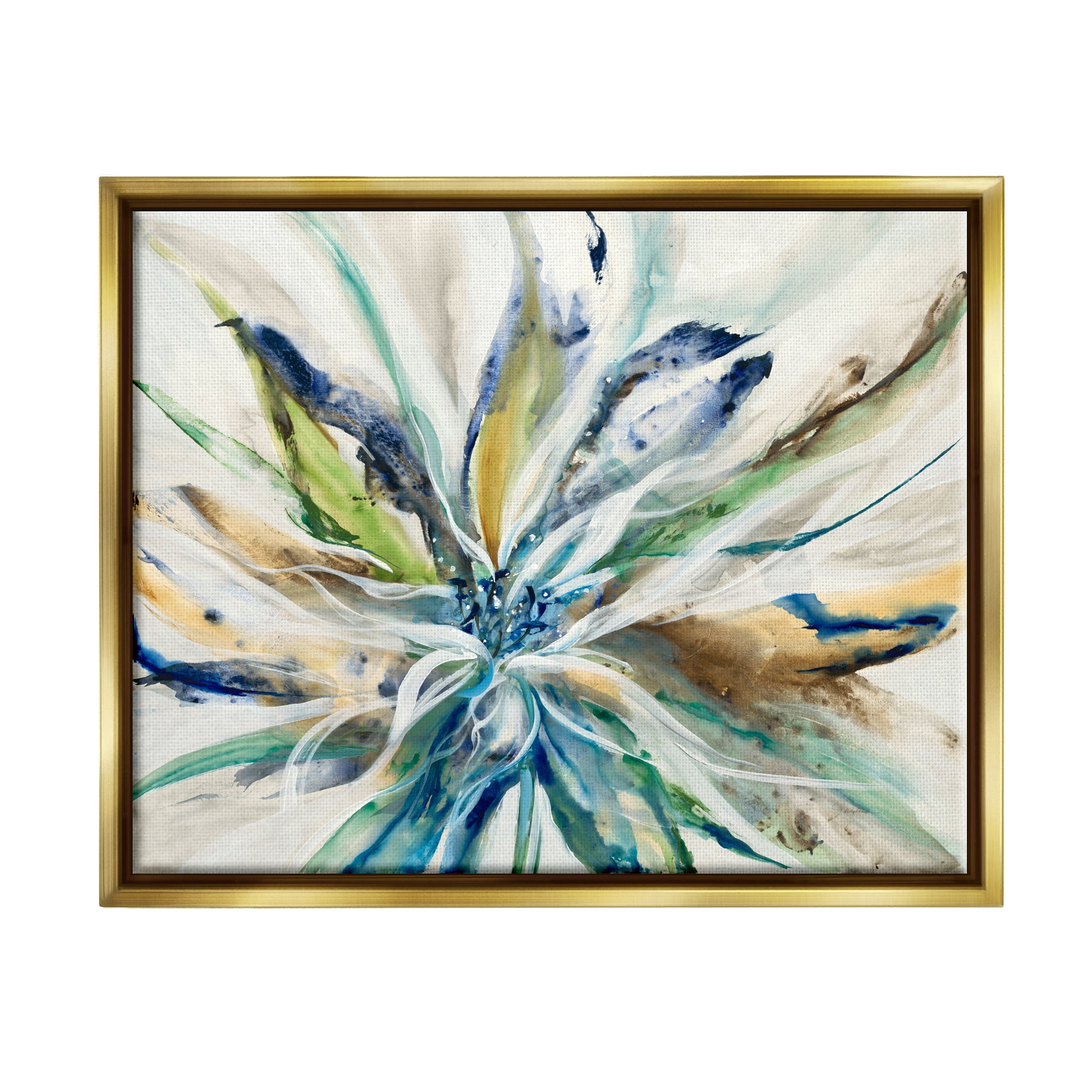 Stupell Industries Abstract Botanical Petals Botanical & Floral Painting Gold Floater Framed Art Print Wall Art, 31 x 25
