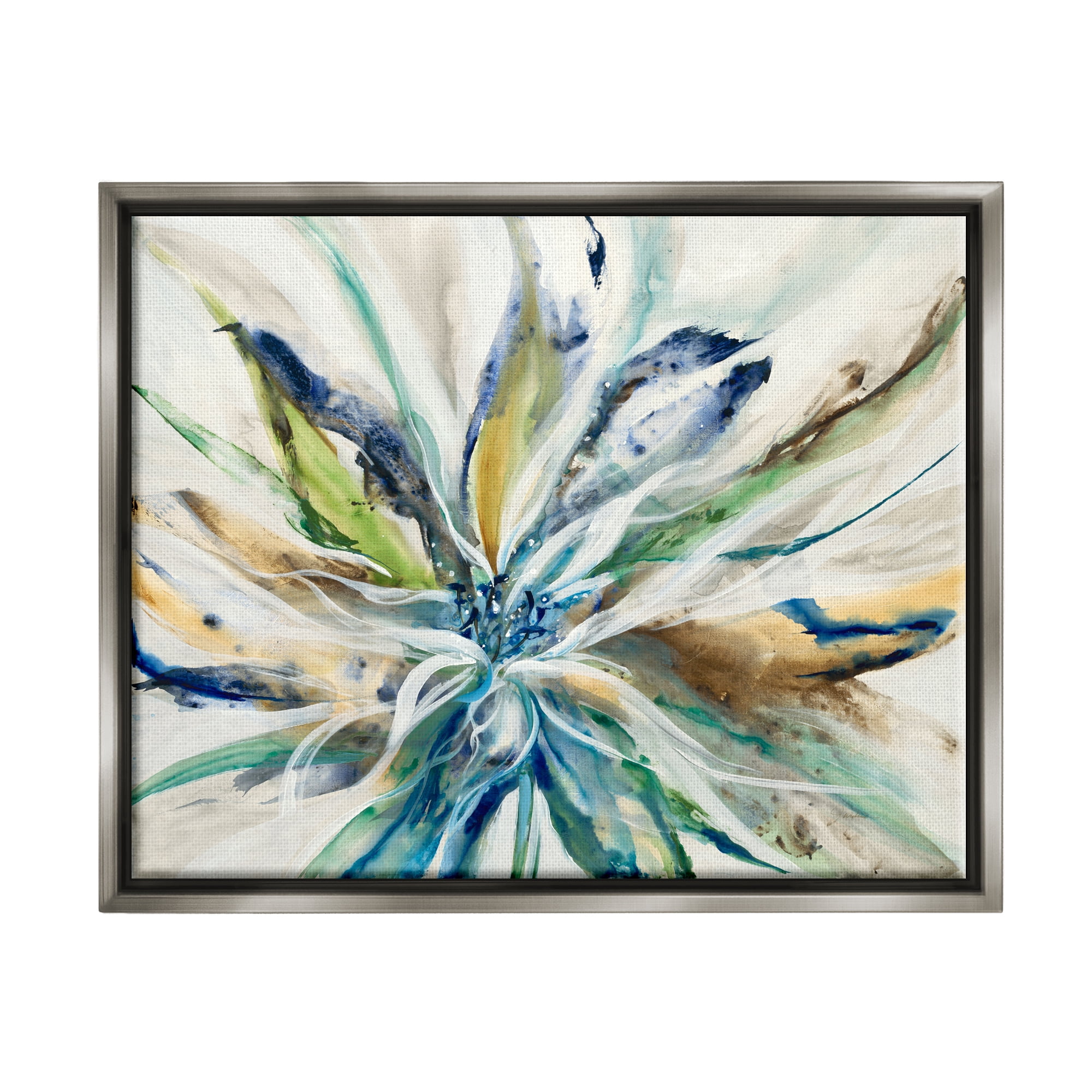 Stupell Industries Abstract Botanical Petals Botanical & Floral Painting Gray Floater Framed Art Print Wall Art, 31 x 25
