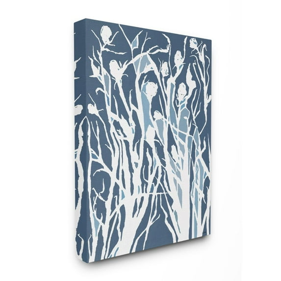 Stupell Industries Abstract Botanical Plant Silhouette Blue White Design Canvas Wall Art Design by Lori Dubois, 24" x 30"