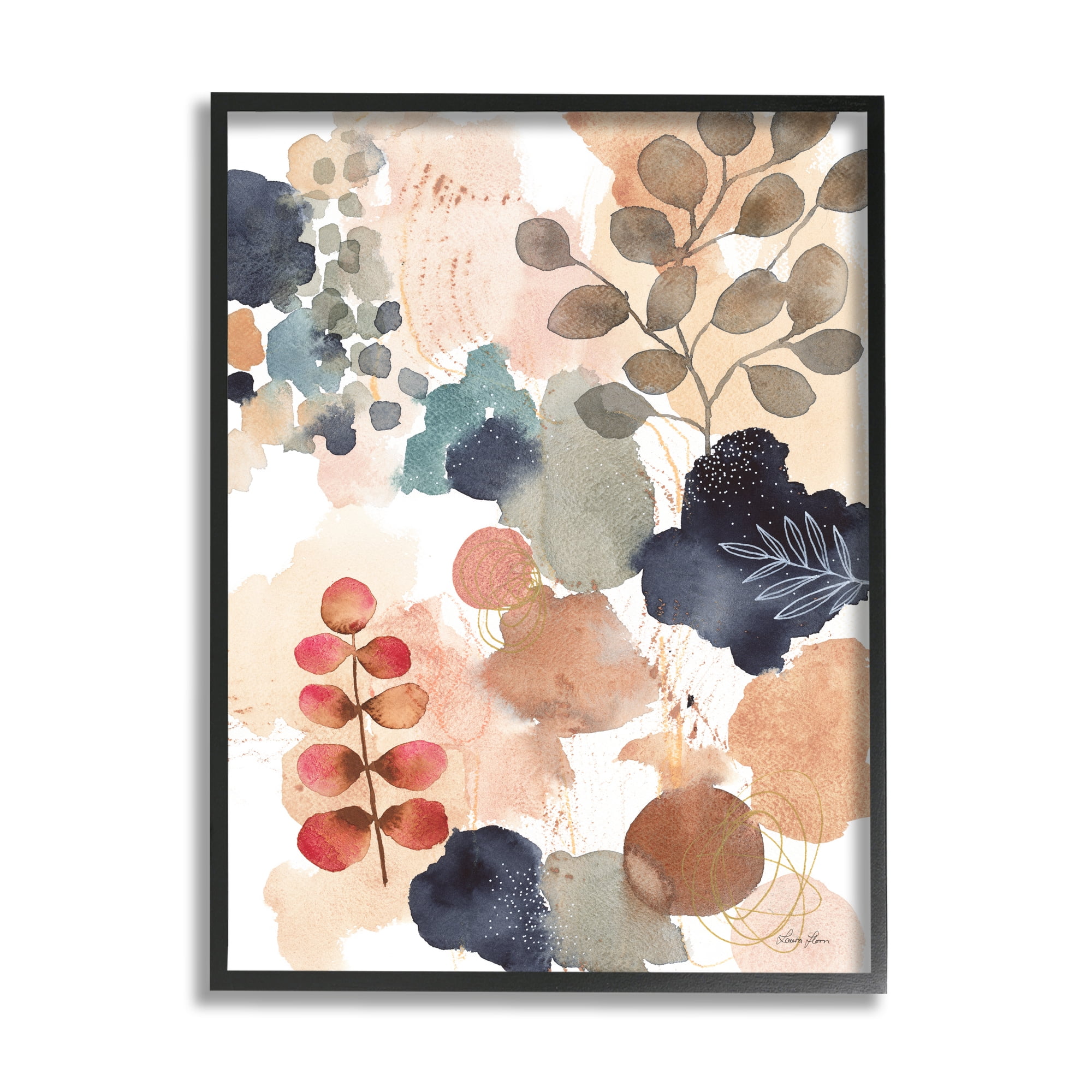 Abstract Botanical Shape Collage Black Framed Wall Art, 11x14