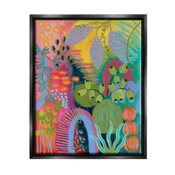 Stupell Industries Abstract Botanicals Vivid Hues Botanical & Floral Painting Black Floater Framed Art Print Wall Art