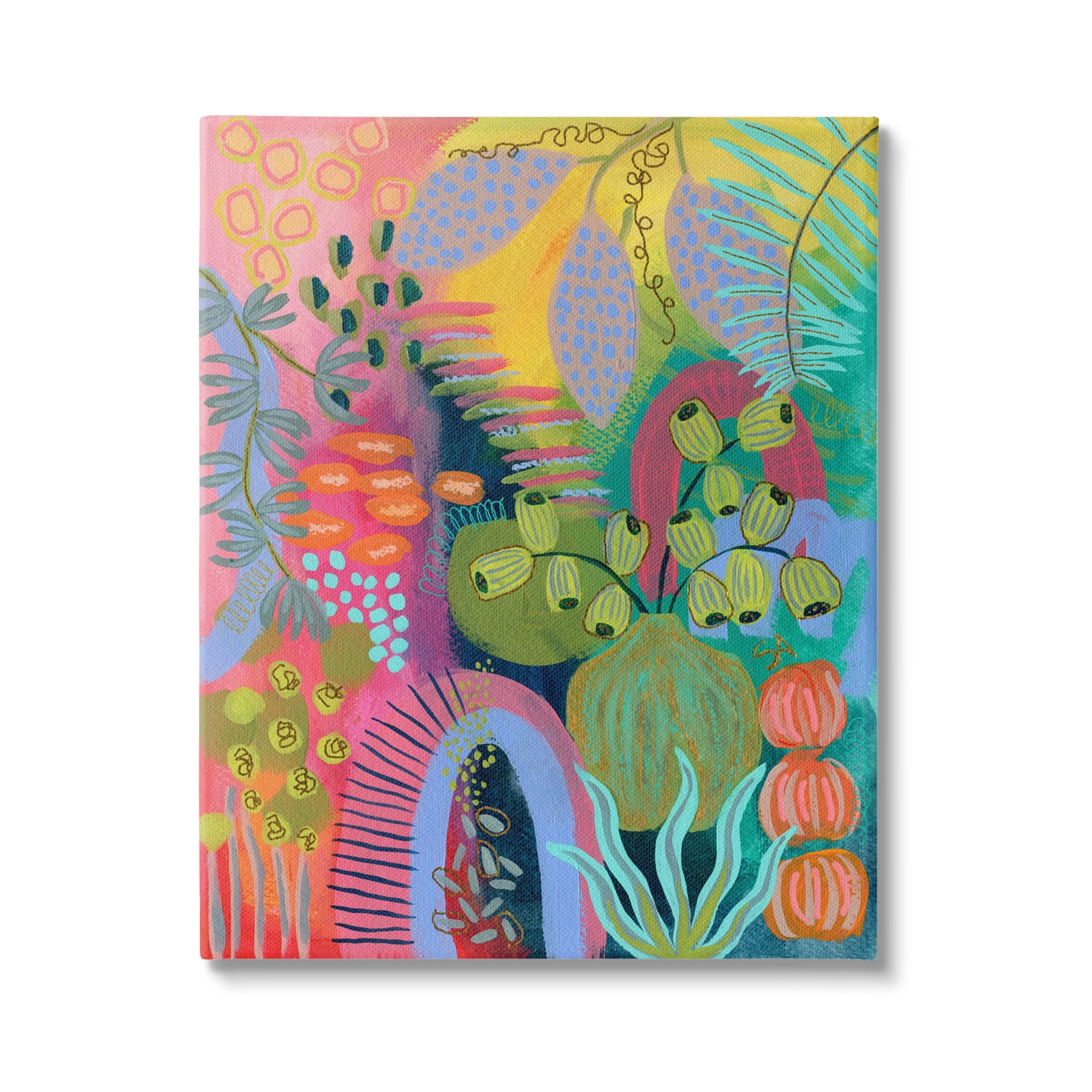 Stupell Industries Abstract Botanicals Vivid Hues Botanical & Floral Painting Gallery Wrapped Canvas Print Wall Art