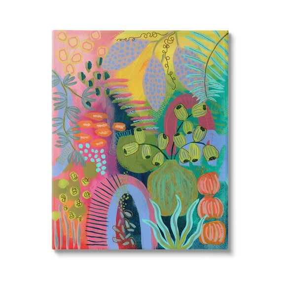 Stupell Industries Abstract Botanicals Vivid Hues Botanical & Floral Painting Gallery Wrapped Canvas Print Wall Art