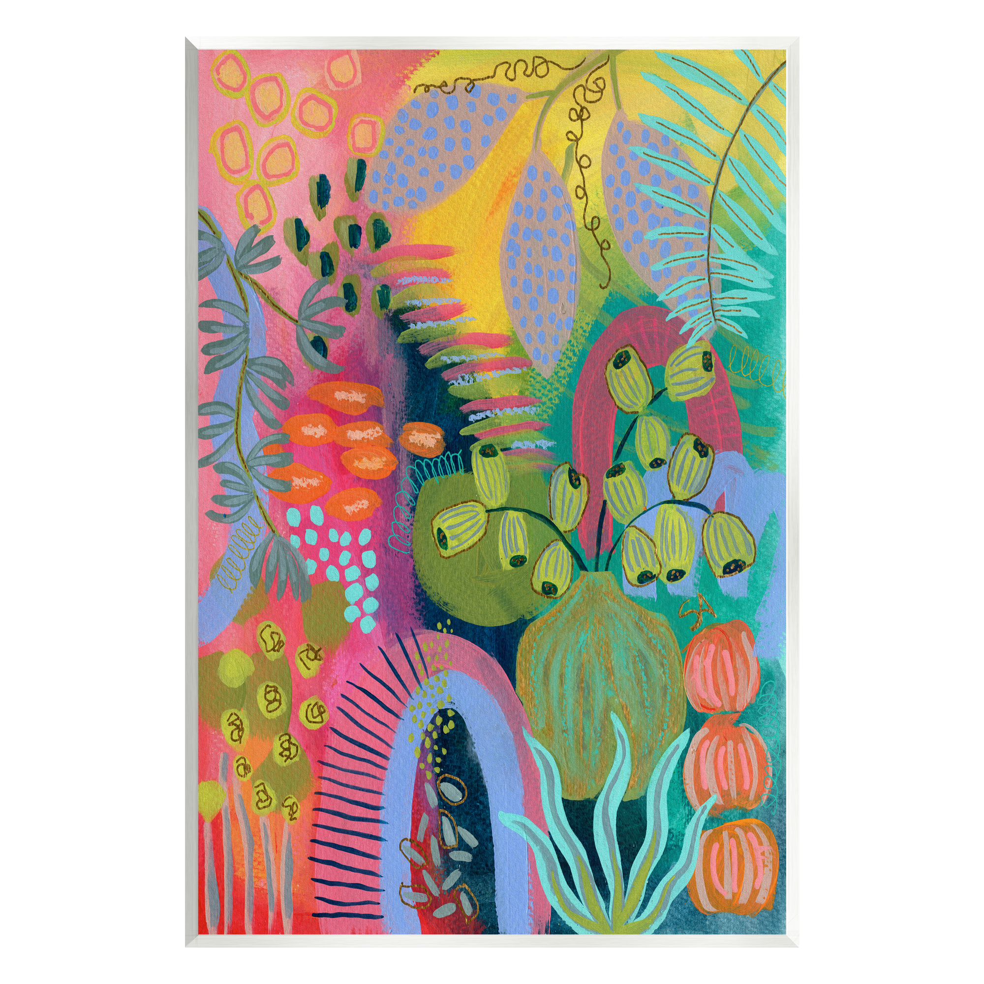 Stupell Industries Abstract Botanicals Vivid Hues Botanical & Floral Painting Unframed Art Print Wall Art