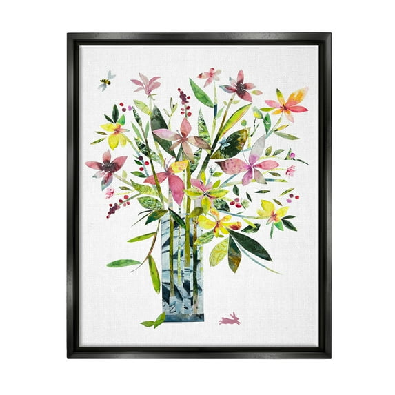 Stupell Industries Abstract Bouquet Vase Botanical & Floral Painting Black Floater Framed Art Print Wall Art, 25 x 31
