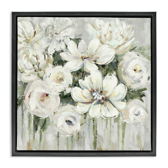 Stupell Industries Abstract Bouquet with Greenery Botanical & Floral Painting Black Floater Framed Canvas Art Print Wall Art, 18 x 18