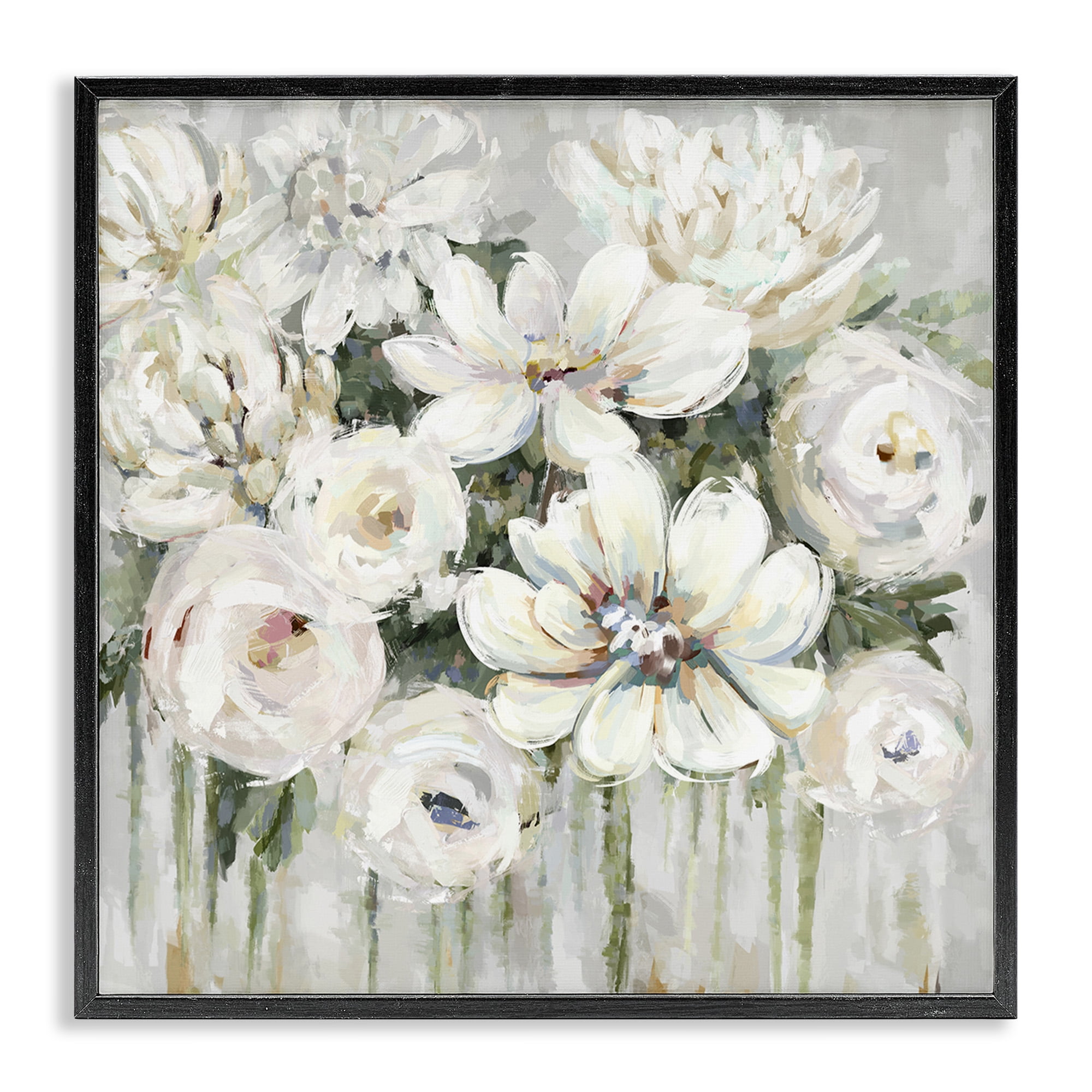 Stupell Industries Abstract Bouquet with Greenery Botanical & Floral Painting Black Framed Art Print Wall Art, 24 x 24