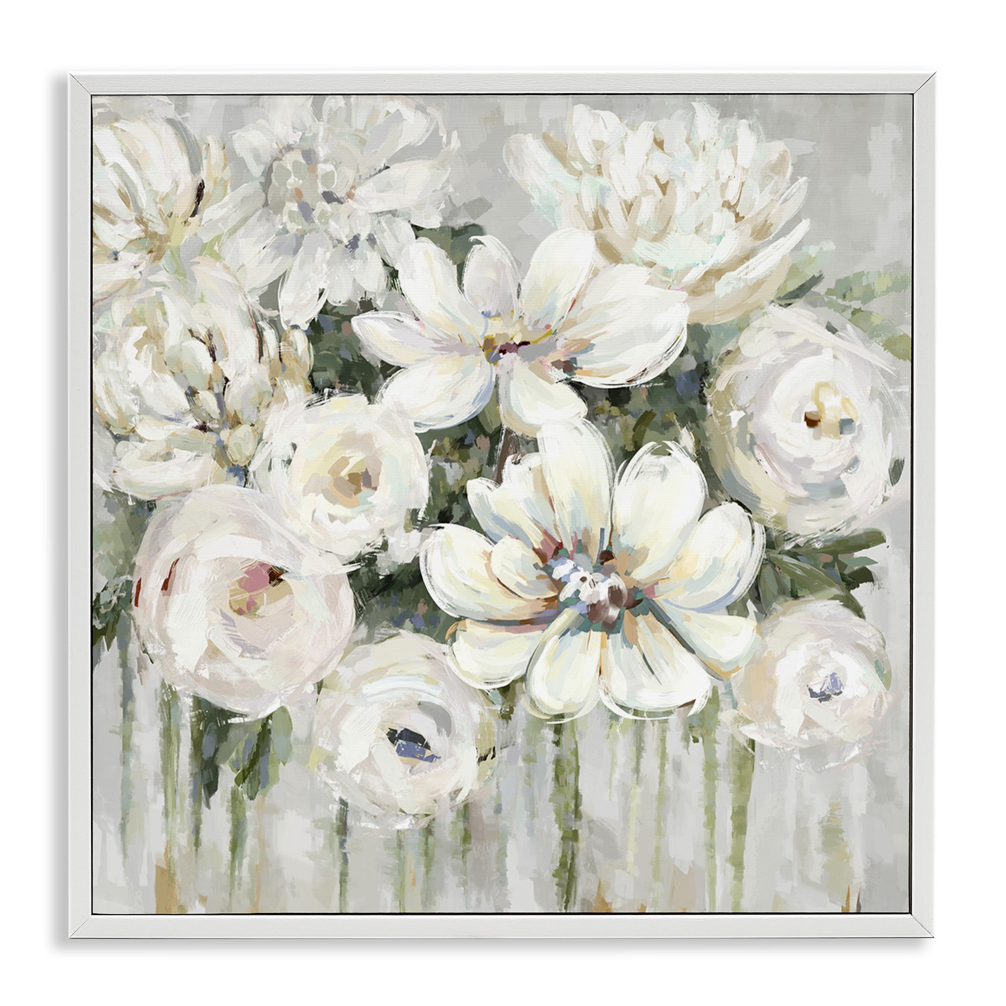 Stupell Industries Abstract Bouquet with Greenery Botanical & Floral Painting White Framed Art Print Wall Art, 12 x 12