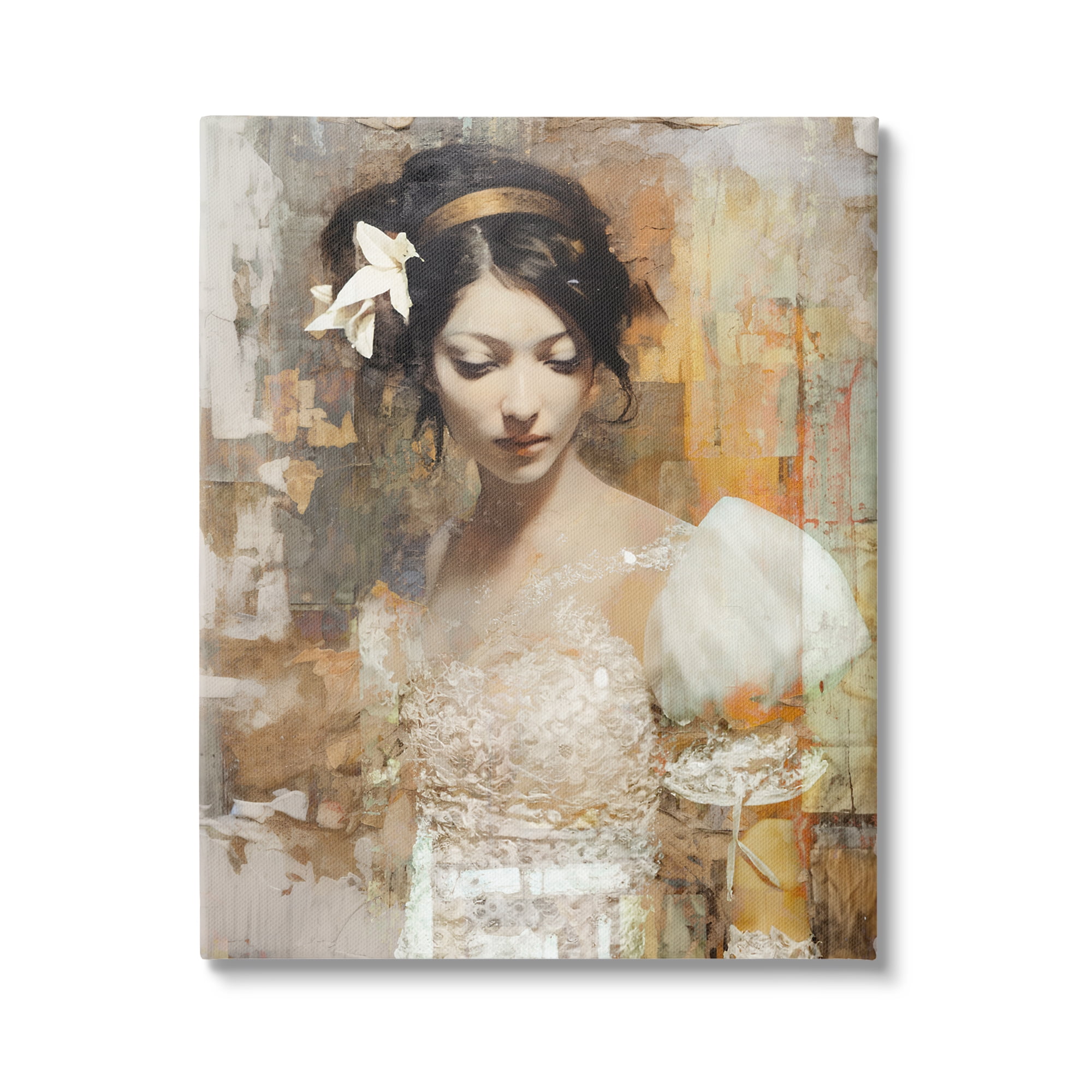 Stupell Industries Abstract Bride Collage Abstract Painting Gallery Wrapped Canvas Art Print Wall Art, 36 x 48