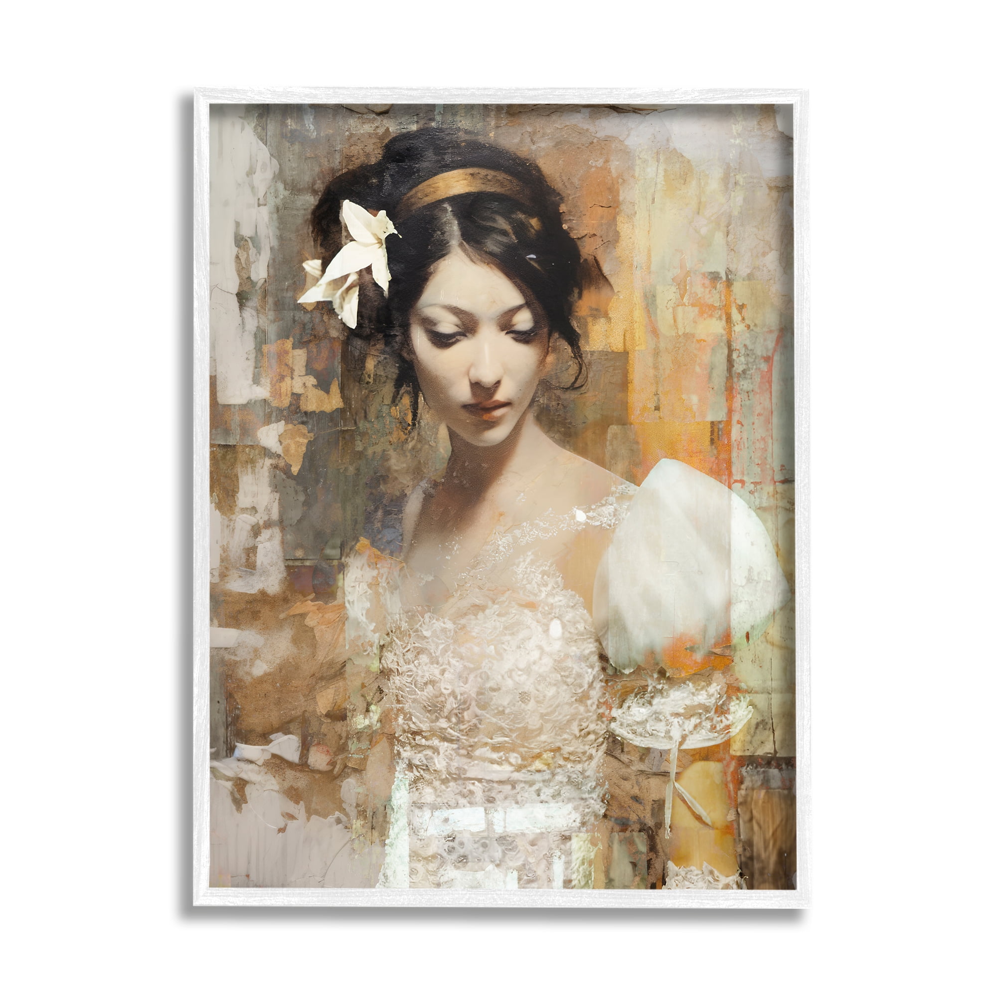 Stupell Industries Abstract Bride Collage Abstract Painting White Framed Art Print Wall Art, 11 x 14
