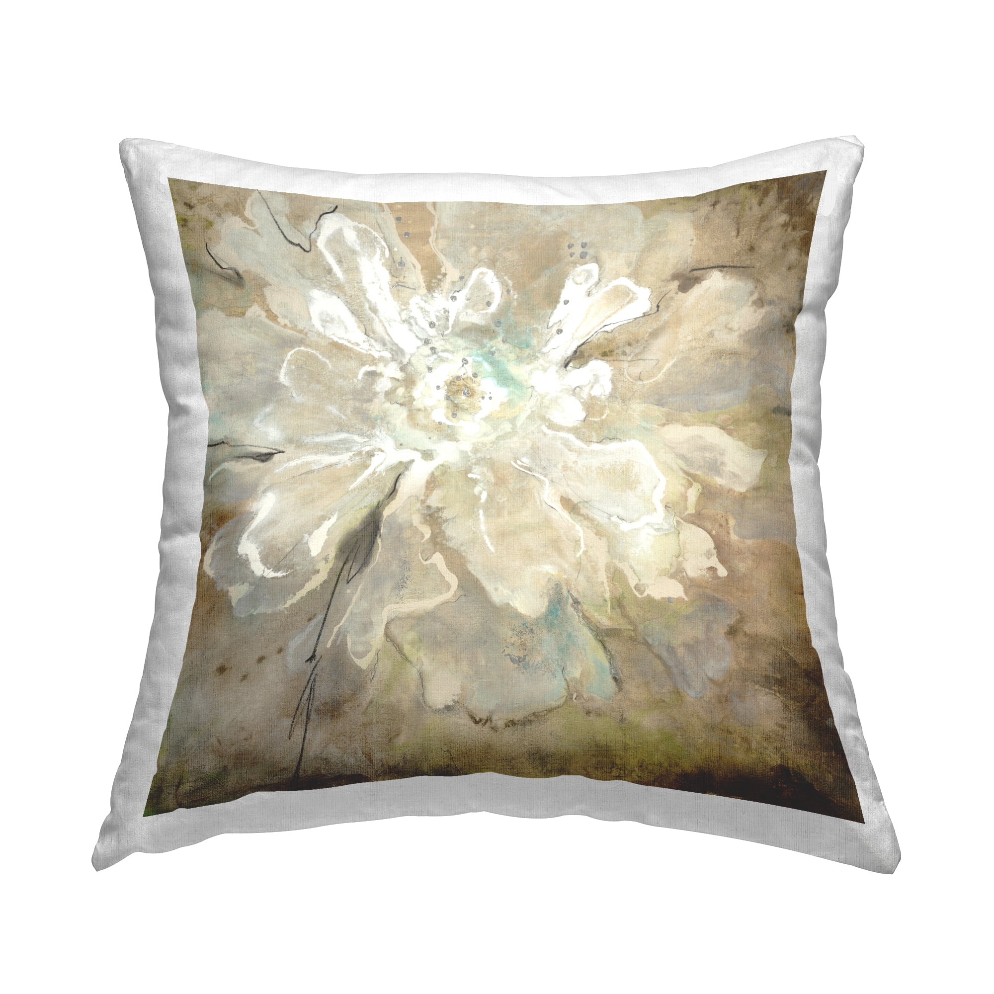 Stupell Industries Abstract Brown Flower Petals Square Decorative Printed Throw Pillow, 18 x 18
