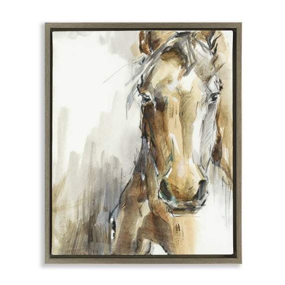 Stupell Industries Abstract Brown Horse Portrait Animals & Insects Painting Brown Floater Framed Canvas Art Print Wall Art, 25 x 31