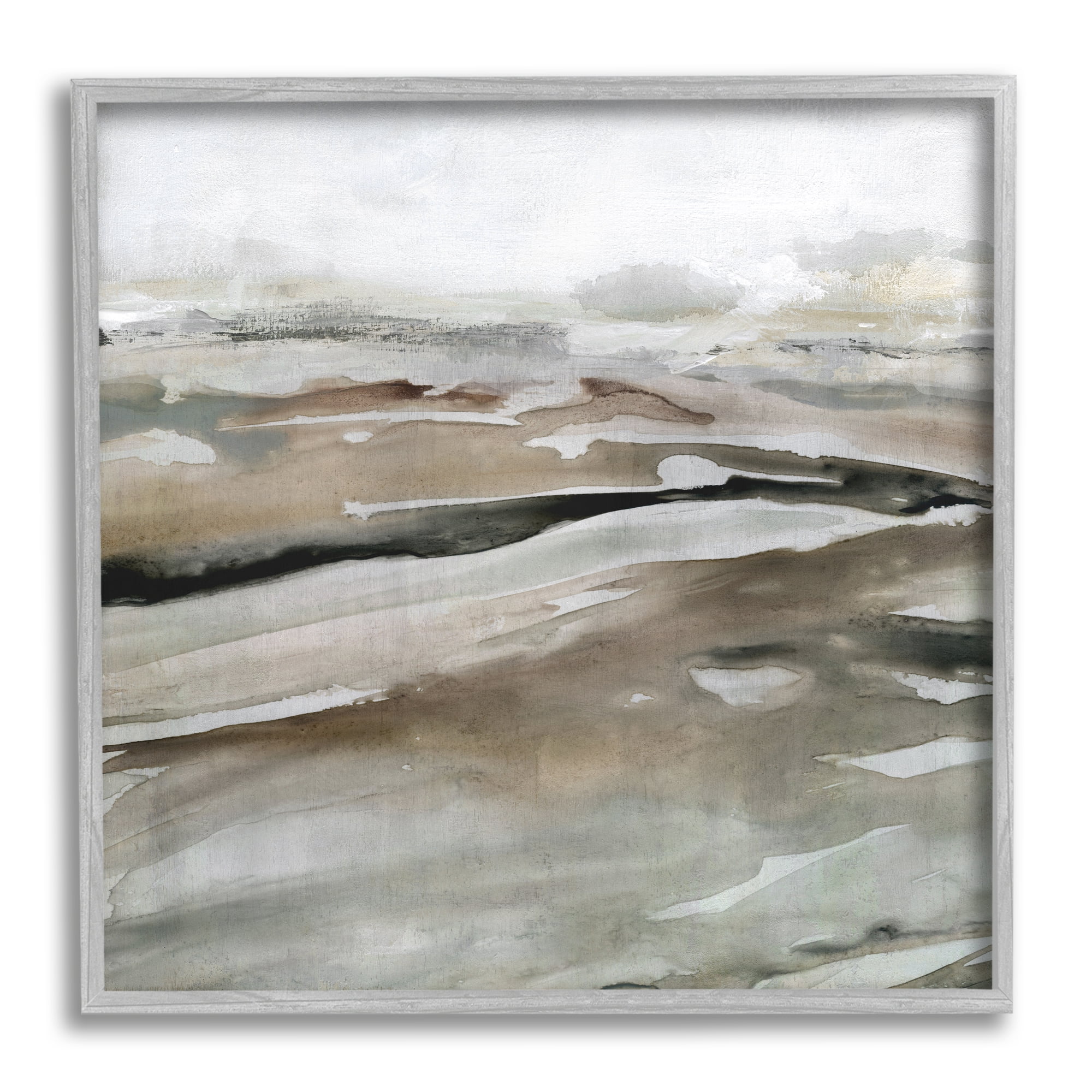 Stupell Industries Abstract Brown Landscape Abstract Painting Gray Framed Art Print Wall Art, 12 x 12