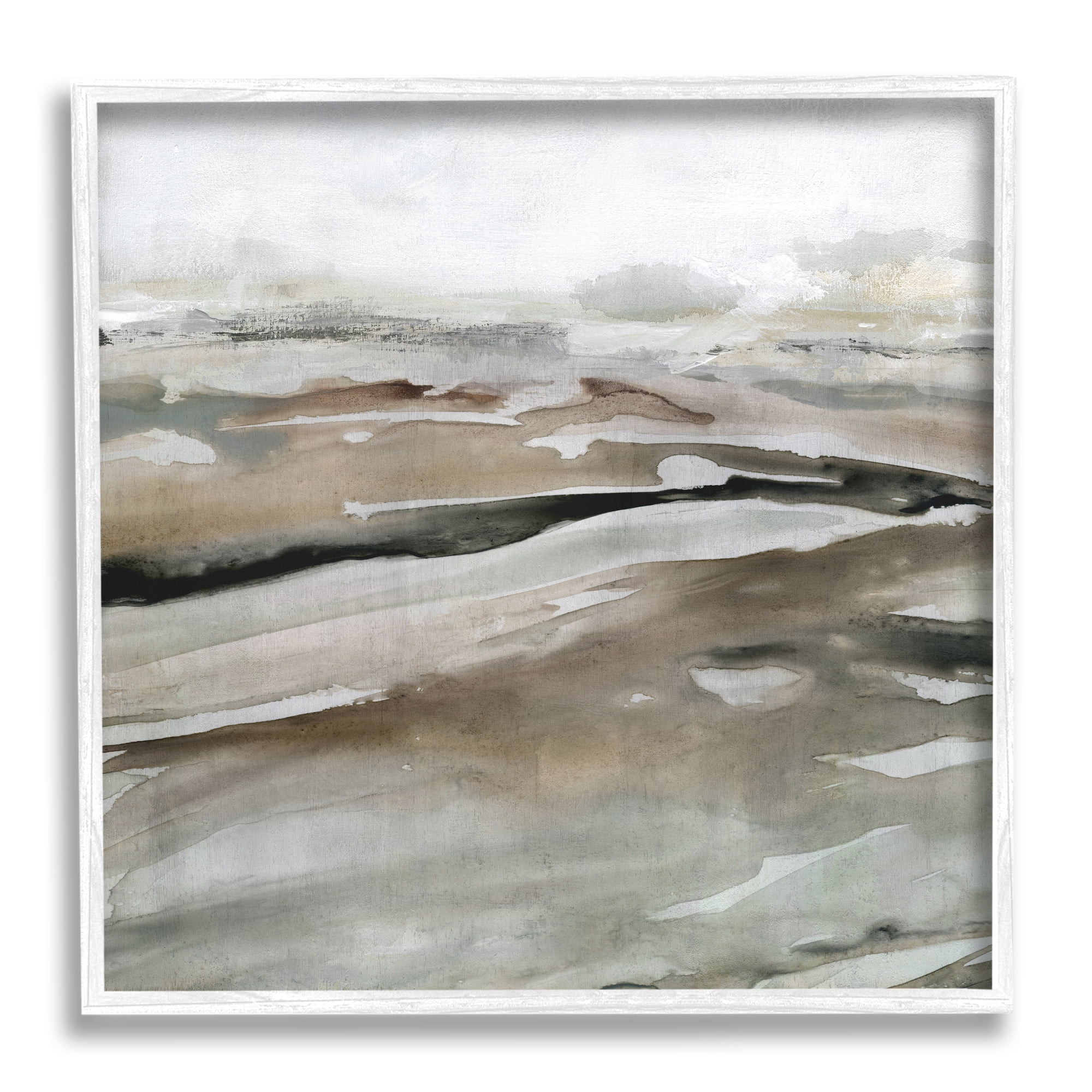 Stupell Industries Abstract Brown Landscape Abstract Painting White Framed Art Print Wall Art, 17 x 17