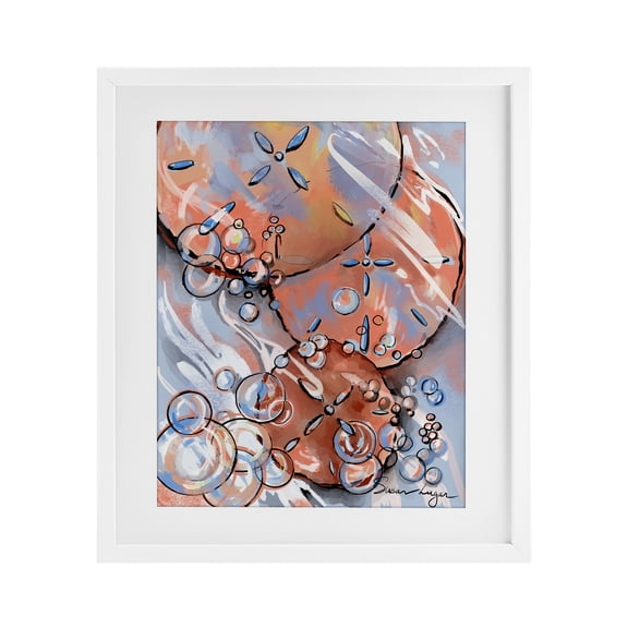Stupell Industries Abstract Brown Sand Dollars White Framed Print Under Glass design by Susan Lugar, 21 x 17