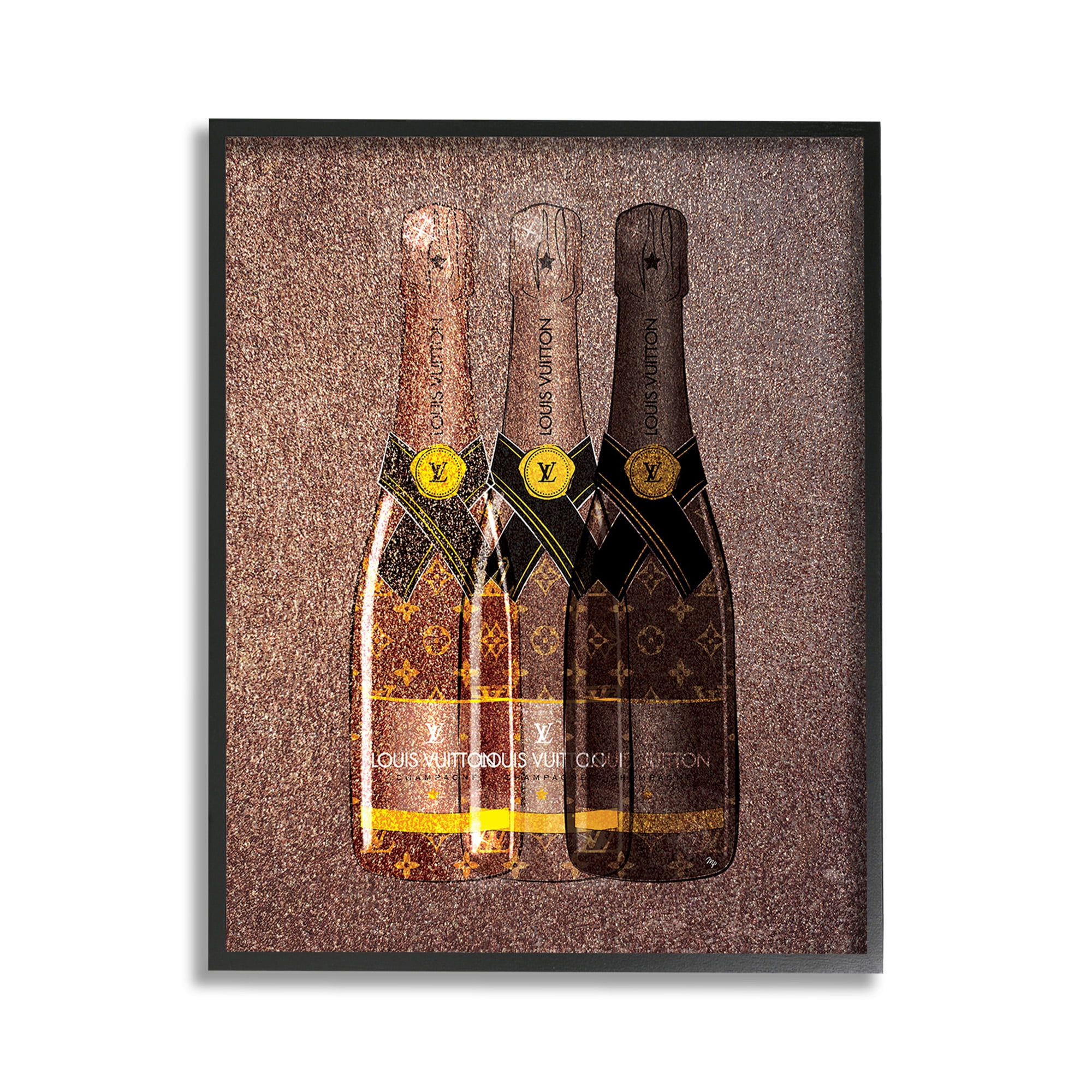 Stupell Industries Abstract Brown Wine Bottles Food & Beverage Painting Black Framed Art Print Wall Art, 11 x 14