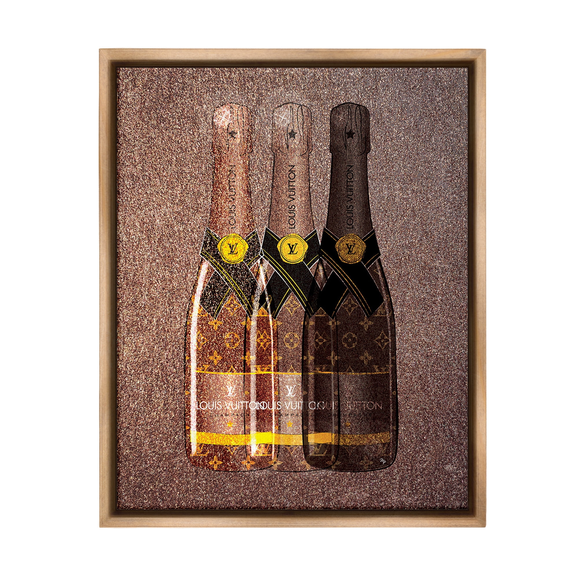 Stupell Industries Abstract Brown Wine Bottles Food & Beverage Painting Brown Floater Framed Canvas Art Print Wall Art, 17 x 21