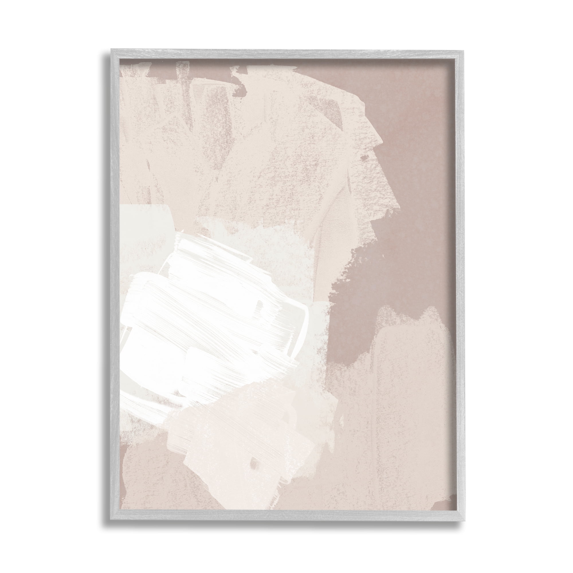 Stupell Industries Abstract Brush Strokes Collage Neutral Beige Tones Painting Gray Framed Art Print Wall Art, Design by June Erica Vess