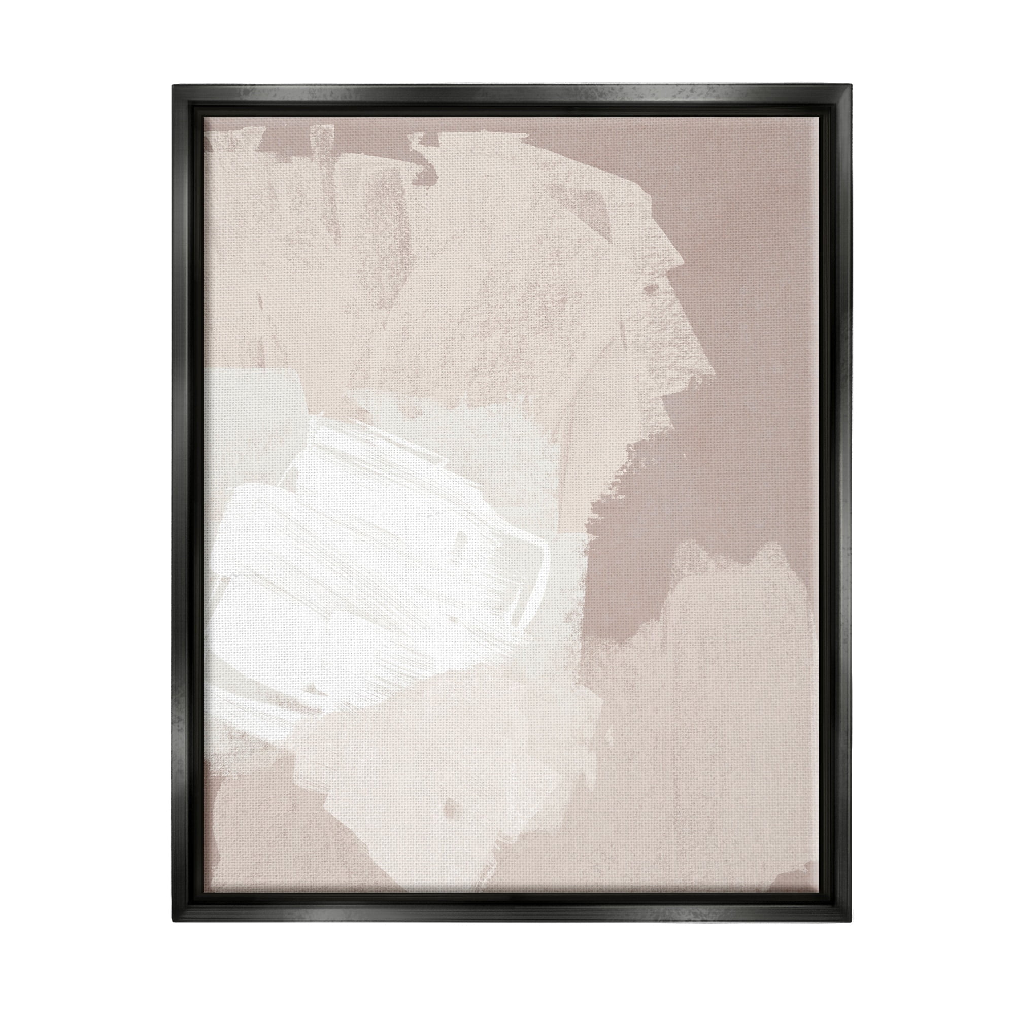 Stupell Industries Abstract Brush Strokes Collage Neutral Beige Tones Painting Jet Black Floating Framed Canvas Print Wall Art, Design by June Erica Vess