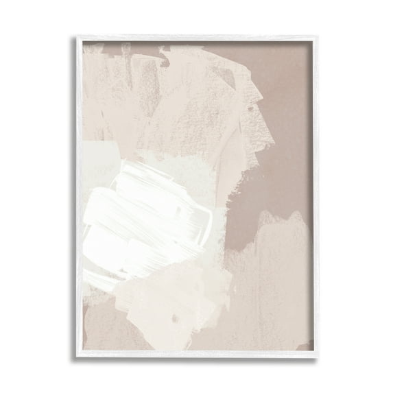 Stupell Industries Abstract Brush Strokes Collage Neutral Beige Tones Painting White Framed Art Print Wall Art, Design by June Erica Vess