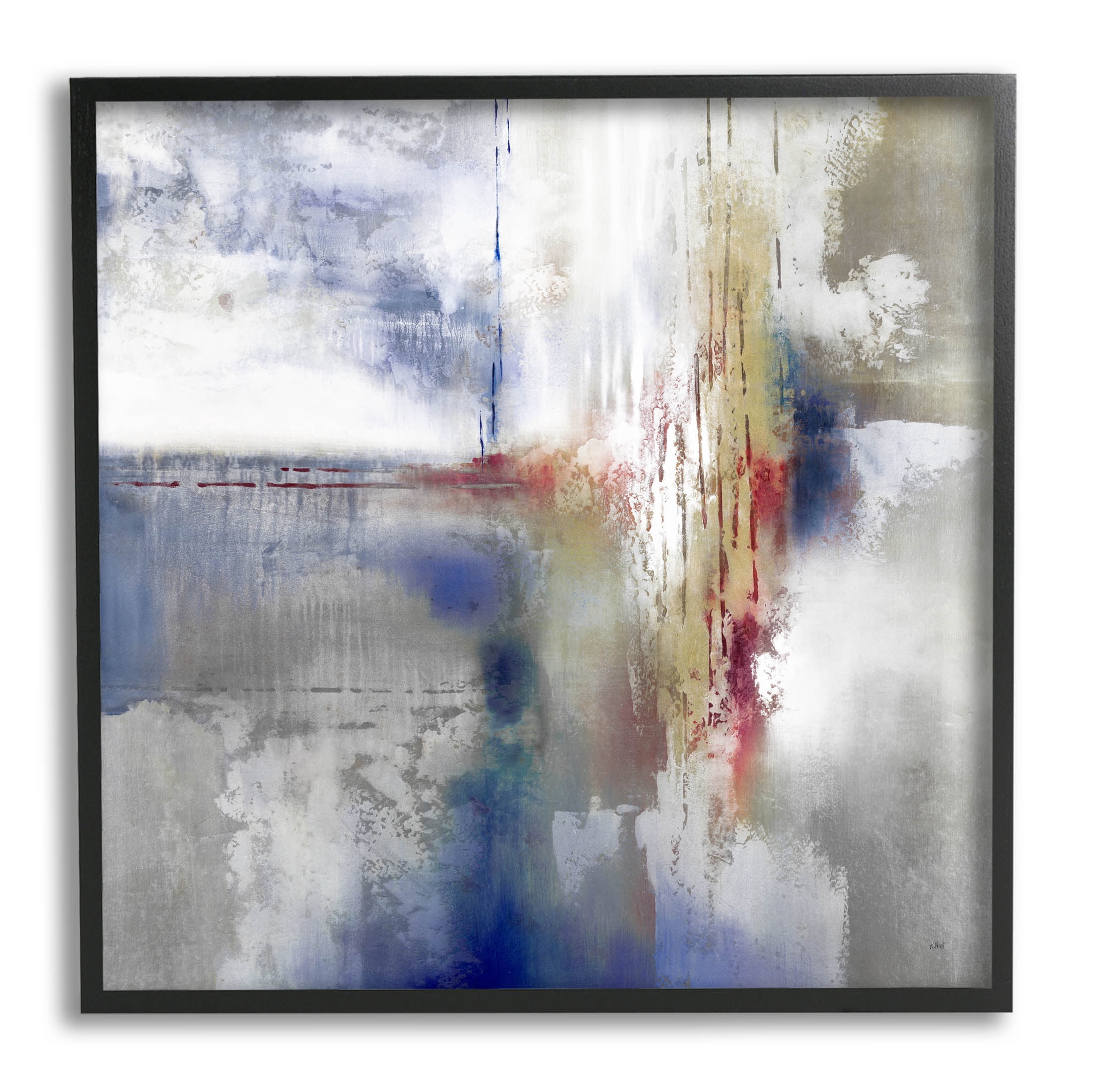 Stupell Industries Abstract Brush Strokes Composition Painting Black Framed Art Print Wall Art, Design by K. Nari