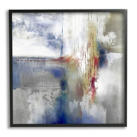 Stupell Industries Abstract Brush Strokes Composition Painting Black Framed Art Print Wall Art, Design by K. Nari