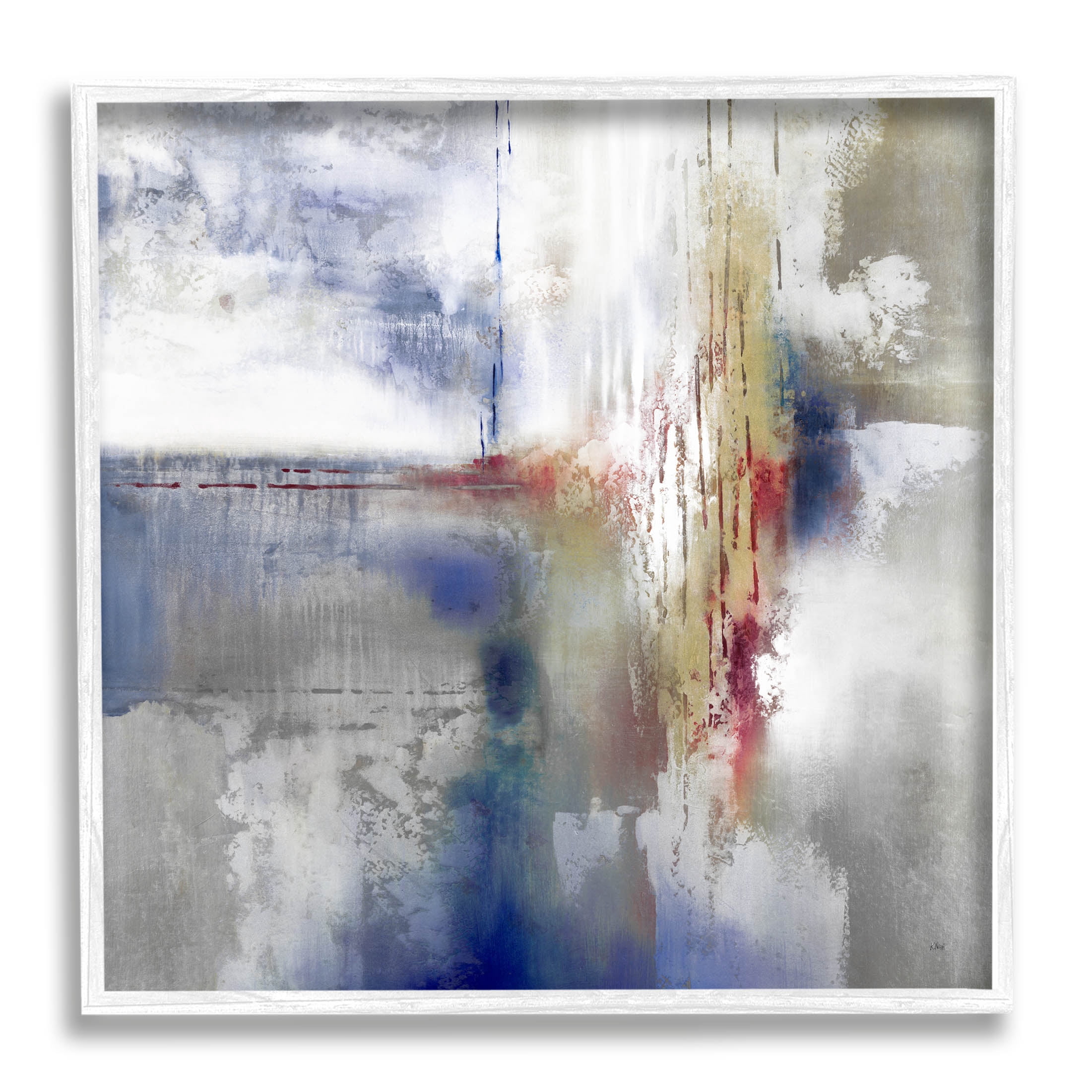 Stupell Industries Abstract Brush Strokes Composition Painting White Framed Art Print Wall Art, Design by K. Nari