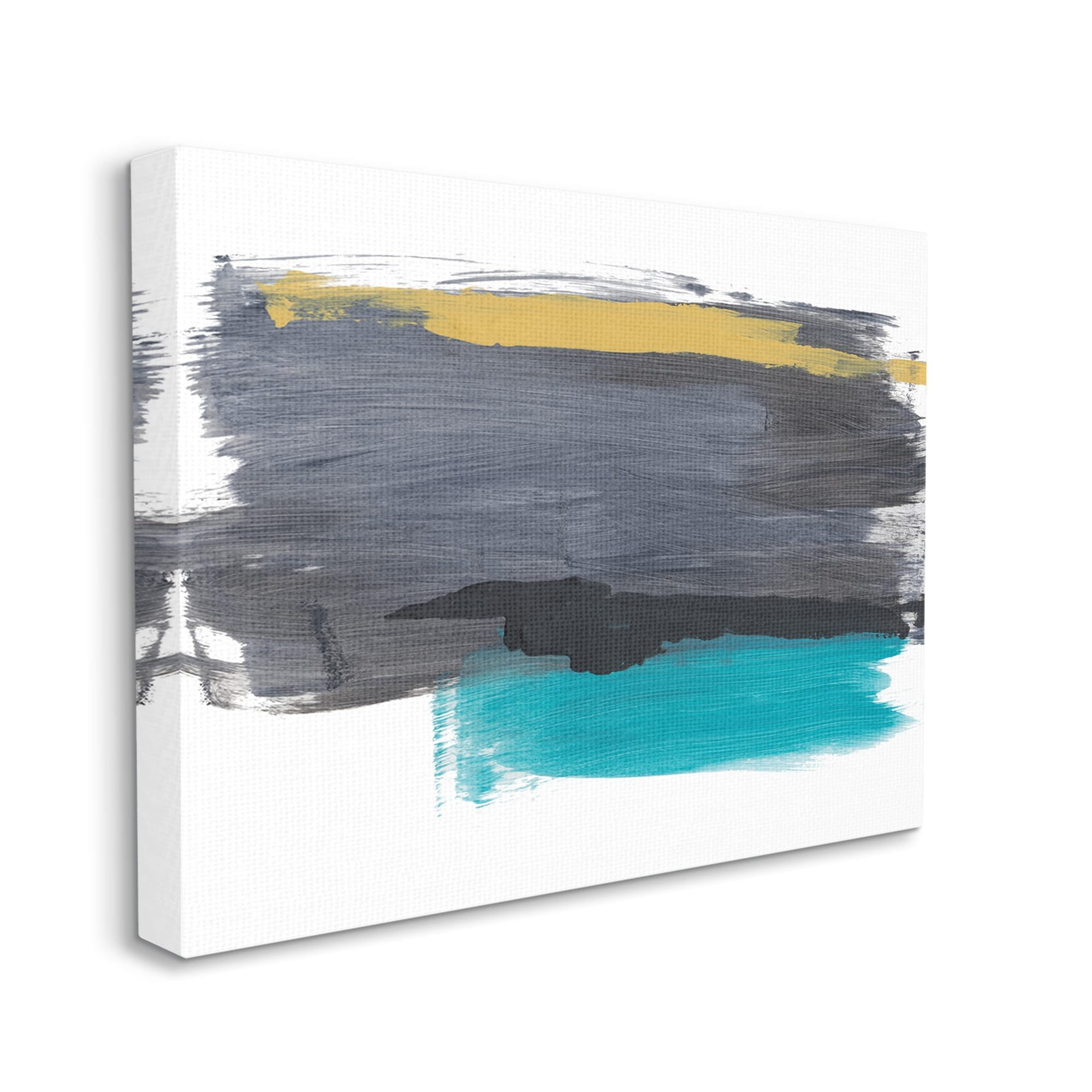 Stupell Industries Abstract Brush Strokes Yellow Blue Grey,24 x 30,Designed by Bronwyn Baker