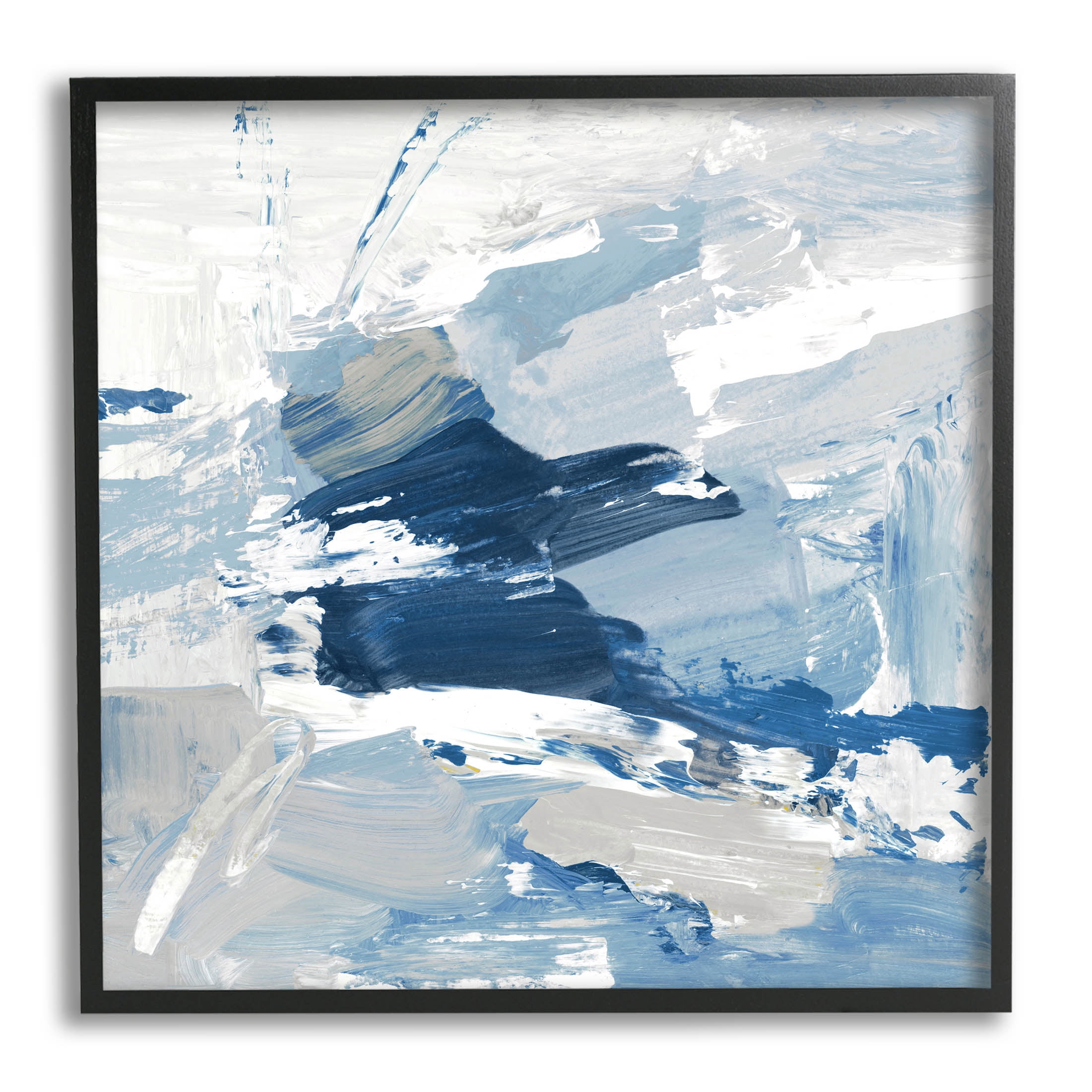Stupell Industries Abstract Brushed Blue Painting Painting Black Framed Art Print Wall Art, Design by Lanie Loreth