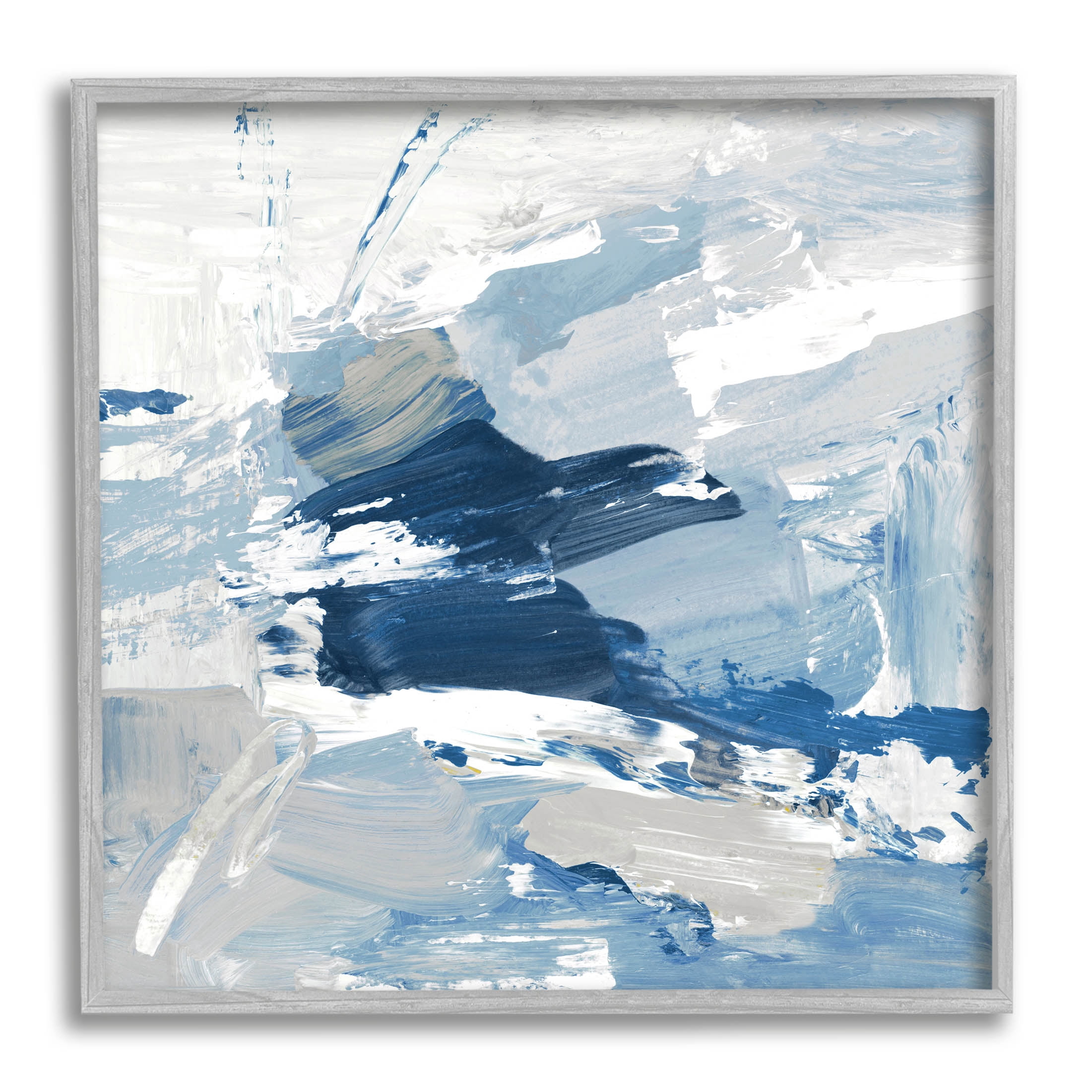 Stupell Industries Abstract Brushed Blue Painting Painting Gray Framed Art Print Wall Art, Design by Lanie Loreth