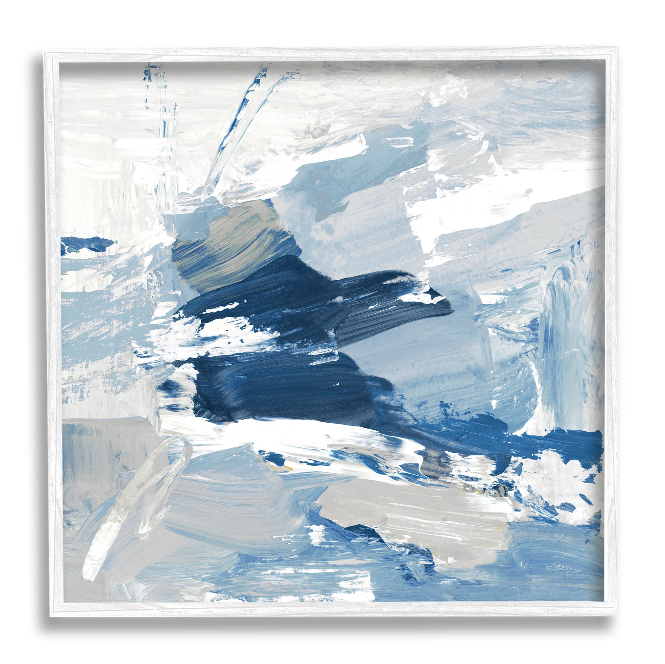 Stupell Industries Abstract Brushed Blue Painting Painting White Framed Art Print Wall Art, Design by Lanie Loreth