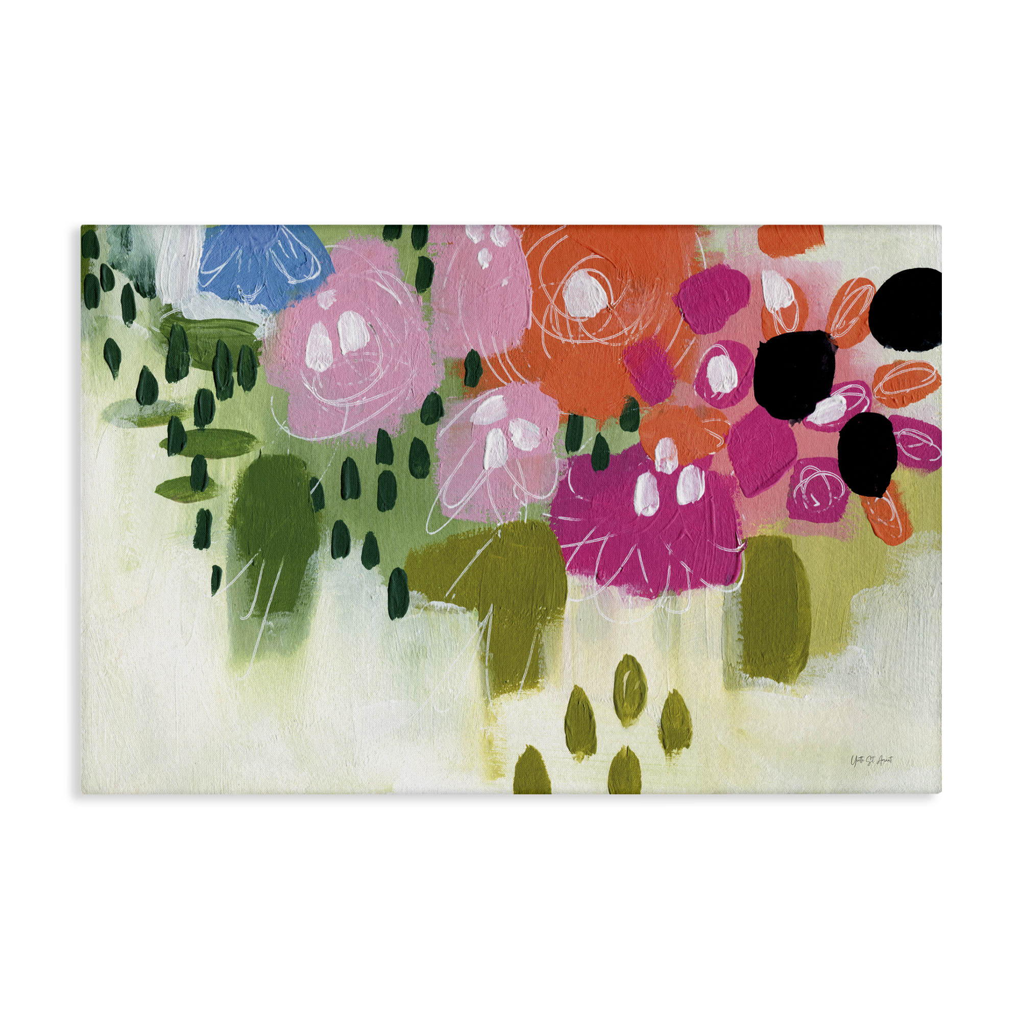 Stupell Industries Abstract Brushed Floral Botanical & Floral Painting Gallery Wrapped Canvas Art Print Wall Art, 30 x 20