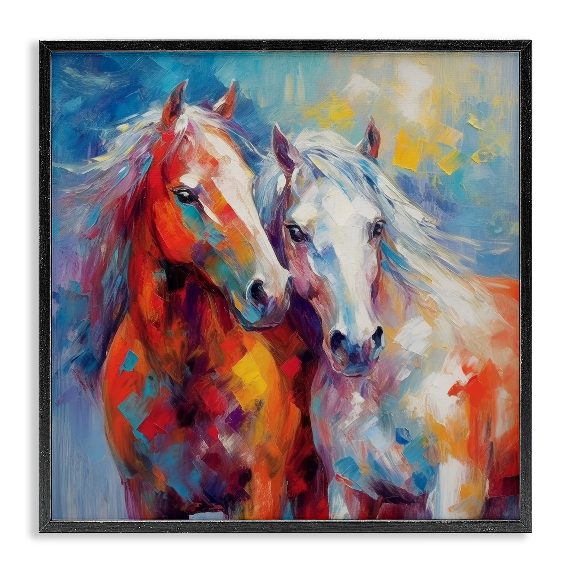 Stupell Industries Abstract Brushed Horses Animals & Insects Painting Black Framed Art Print Wall Art, 24 x 24