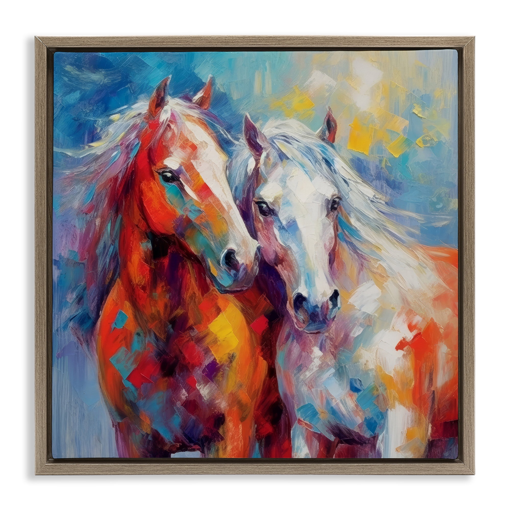 Stupell Industries Abstract Brushed Horses Animals & Insects Painting Brown Floater Framed Canvas Art Print Wall Art, 25 x 25