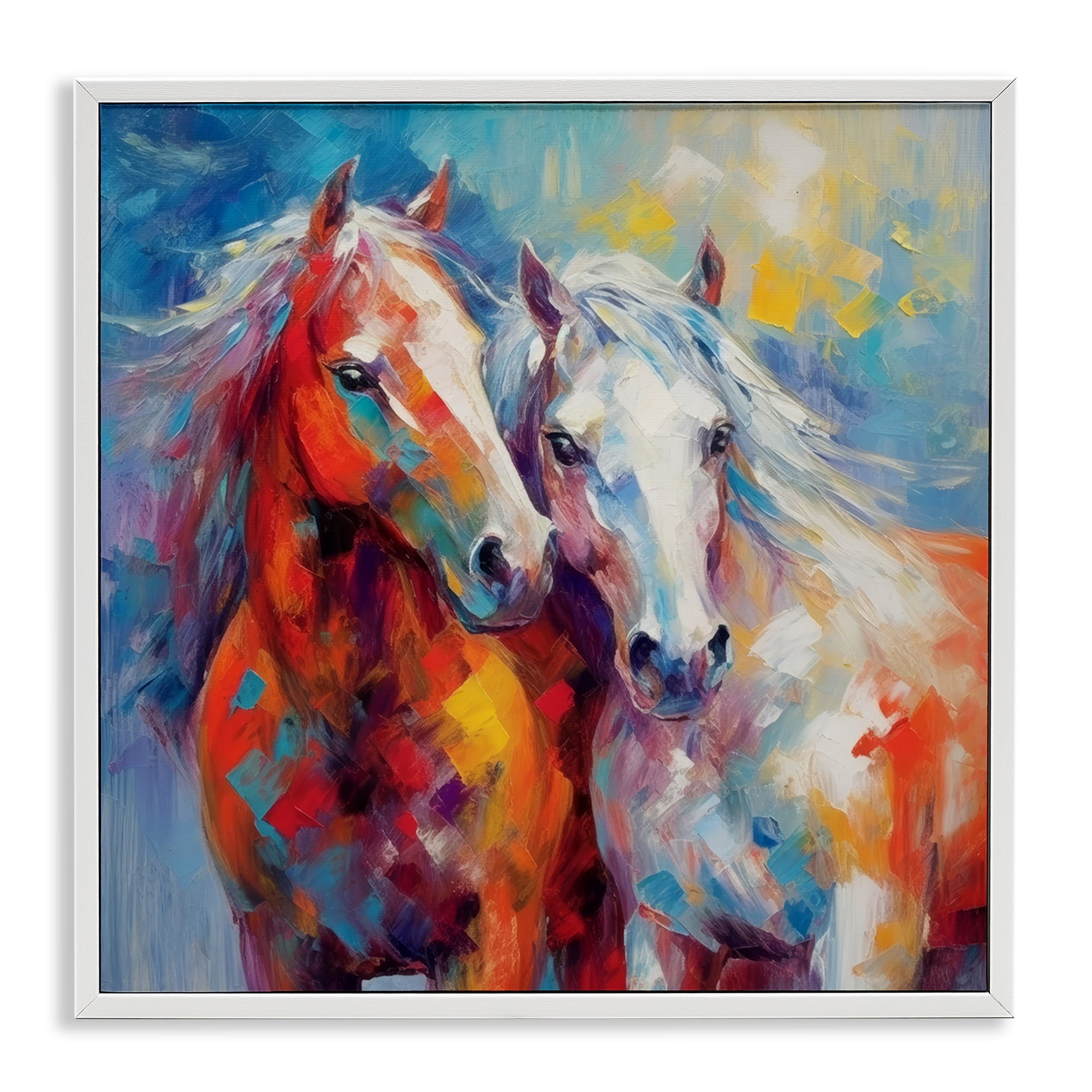 Stupell Industries Abstract Brushed Horses Animals & Insects Painting White Framed Art Print Wall Art, 12 x 12