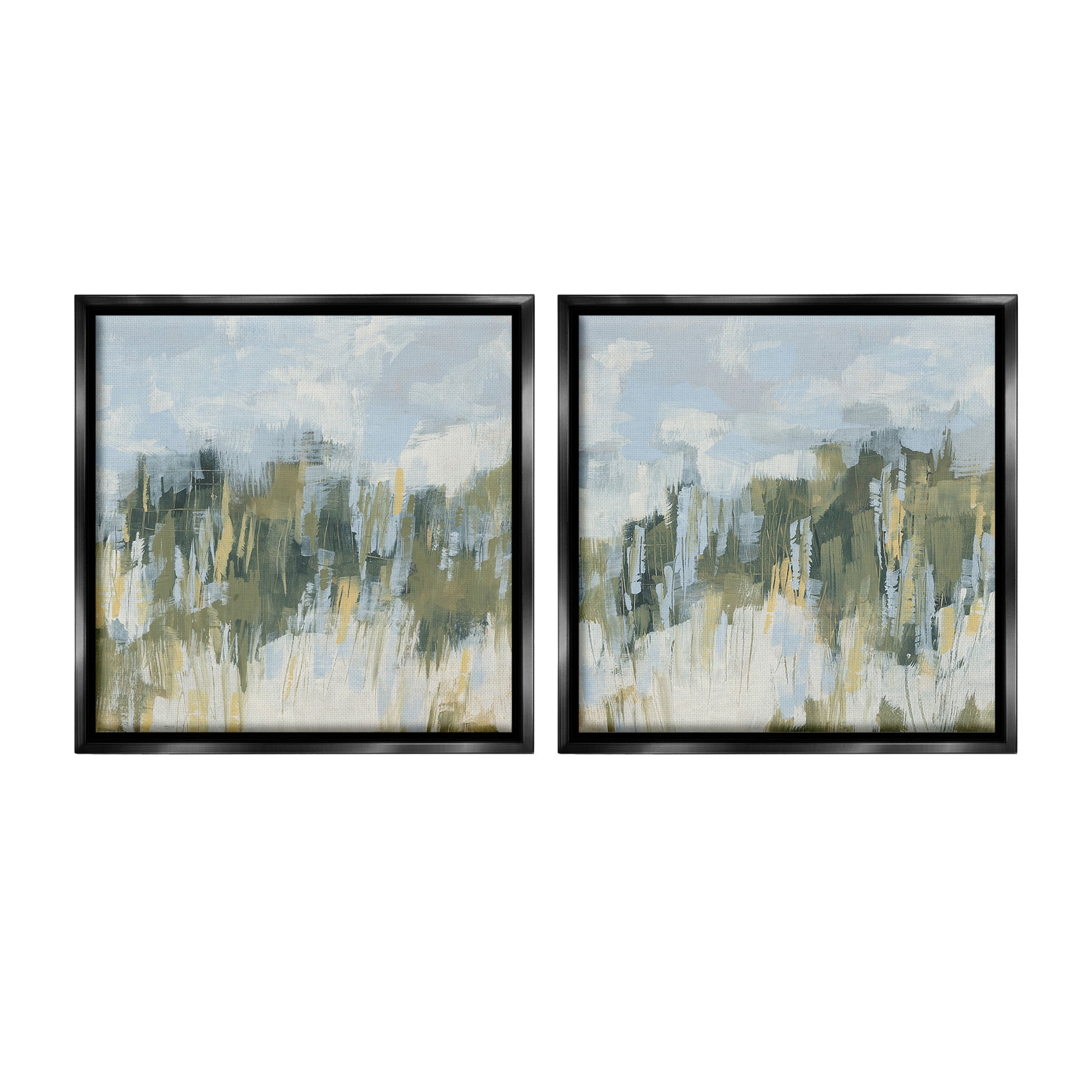Stupell Industries Abstract Brushed Landscape Abstract Painting Black Floater Framed Canvas Art Print Wall Art, 25 x 25, Set of 2