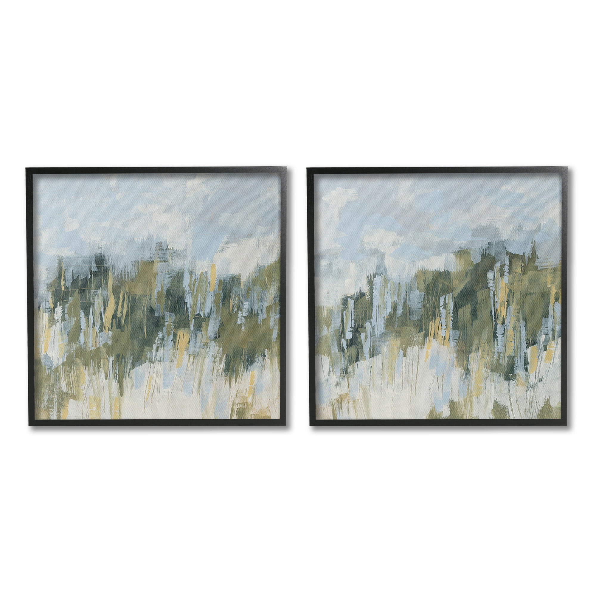 Stupell Industries Abstract Brushed Landscape Abstract Painting Black Framed Art Print Wall Art, 24 x 24, Set of 2