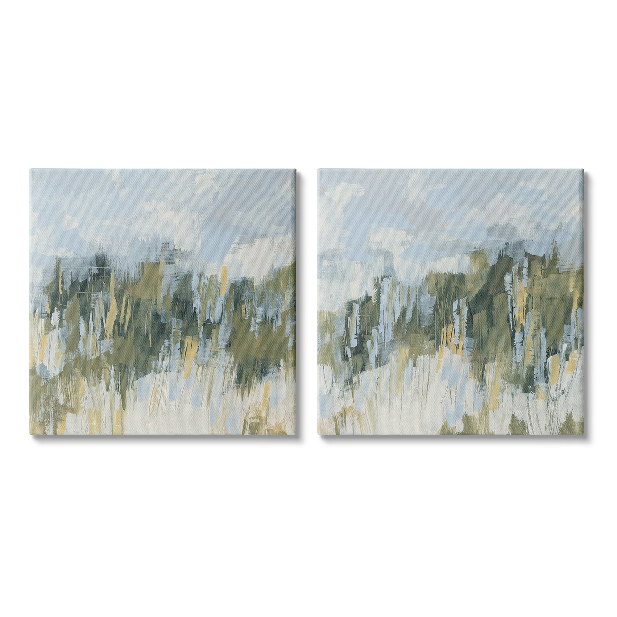 Stupell Industries Abstract Brushed Landscape Abstract Painting Gallery Wrapped Canvas Art Print Wall Art, 17 x 17, Set of 2