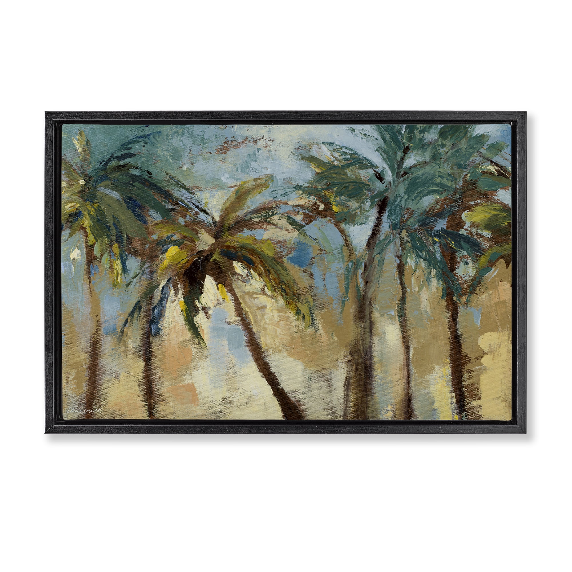 Stupell Industries Abstract Brushed Palms Botanical & Floral Painting Black Floater Framed Canvas Art Print Wall Art, 31 x 21