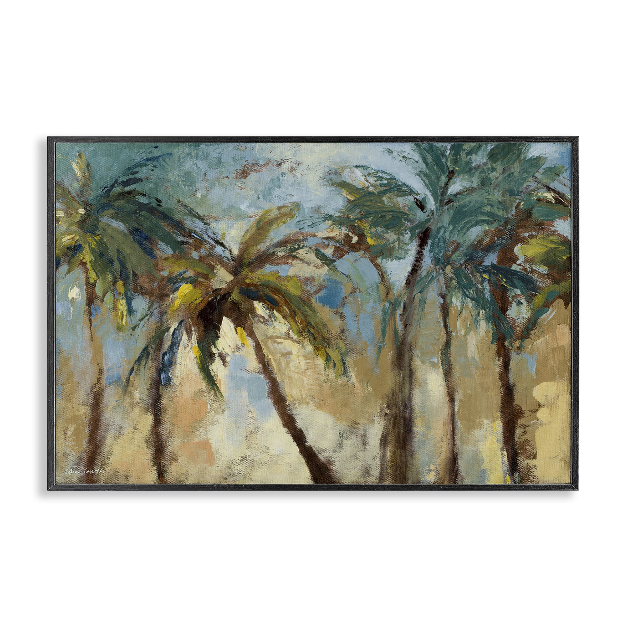 Stupell Industries Abstract Brushed Palms Botanical & Floral Painting Black Framed Art Print Wall Art, 24 x 16