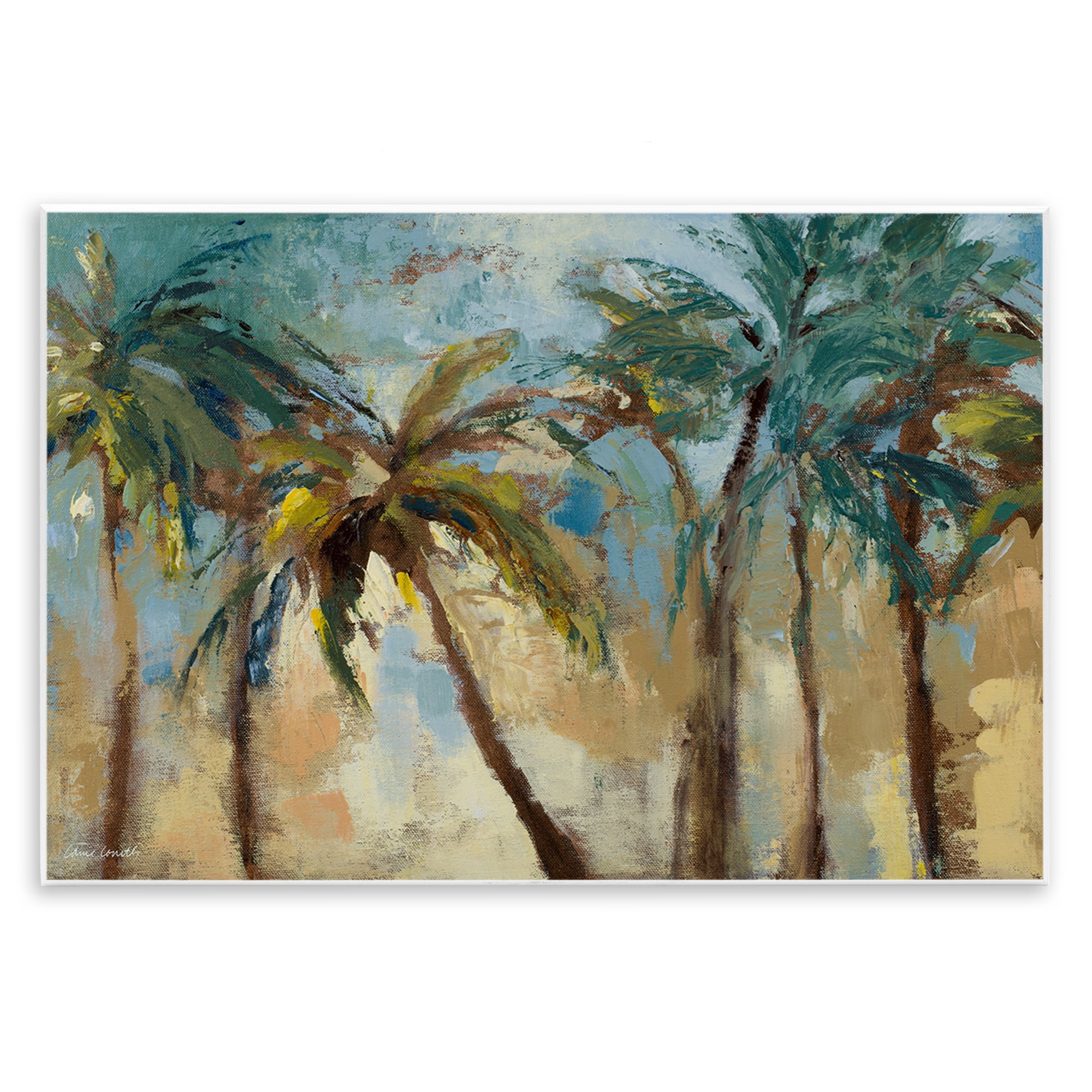 Abstract Brushed Palms Botanical Painting on MDF Wood, 15 x 10