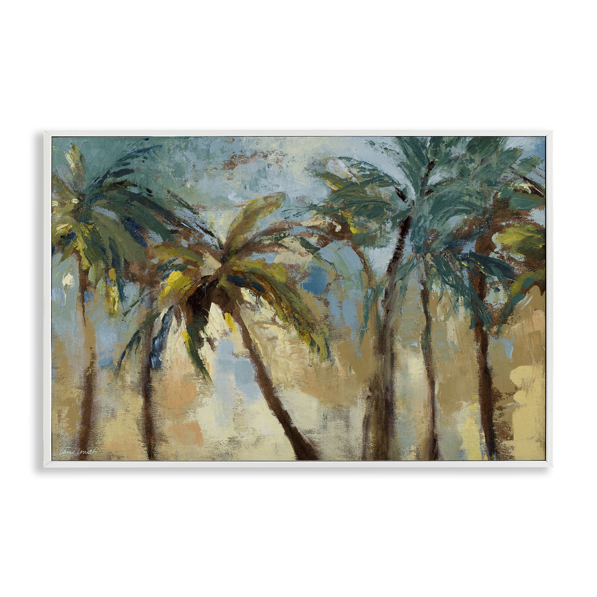Stupell Industries Abstract Brushed Palms Botanical & Floral Painting White Framed Art Print Wall Art, 24 x 16