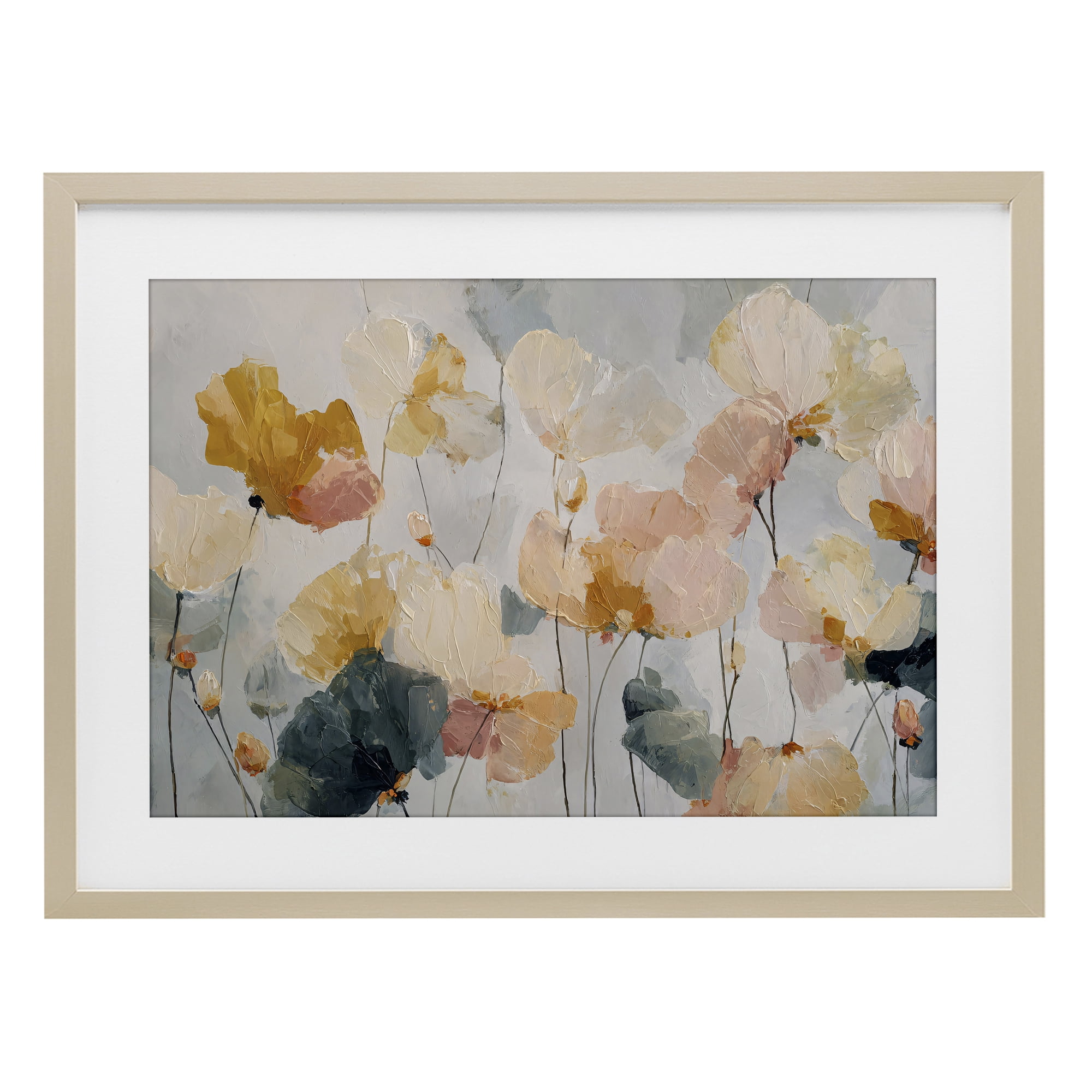 Stupell Industries Abstract Brushed Petals Birch Framed Print Under Glass, design by Jacky Ngan