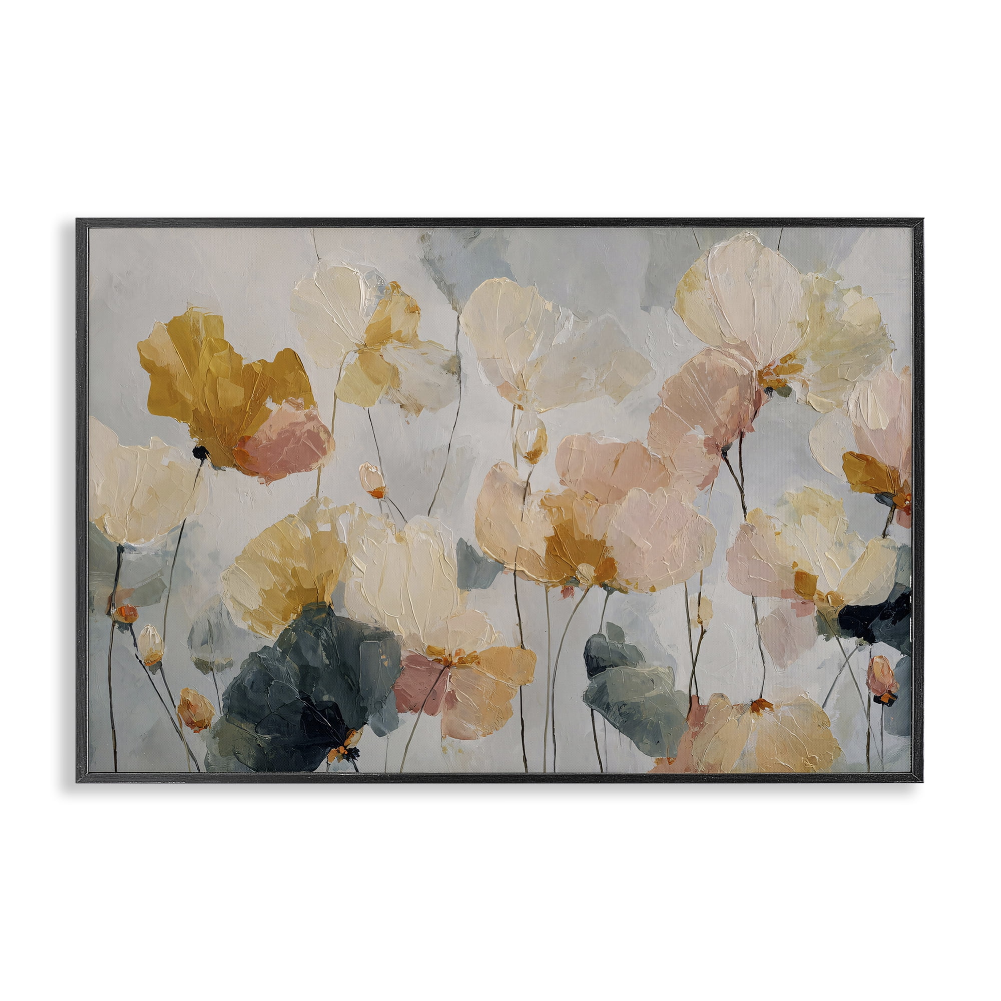 Stupell Industries Abstract Brushed Petals Black Framed Giclee Art, design by Jacky Ngan