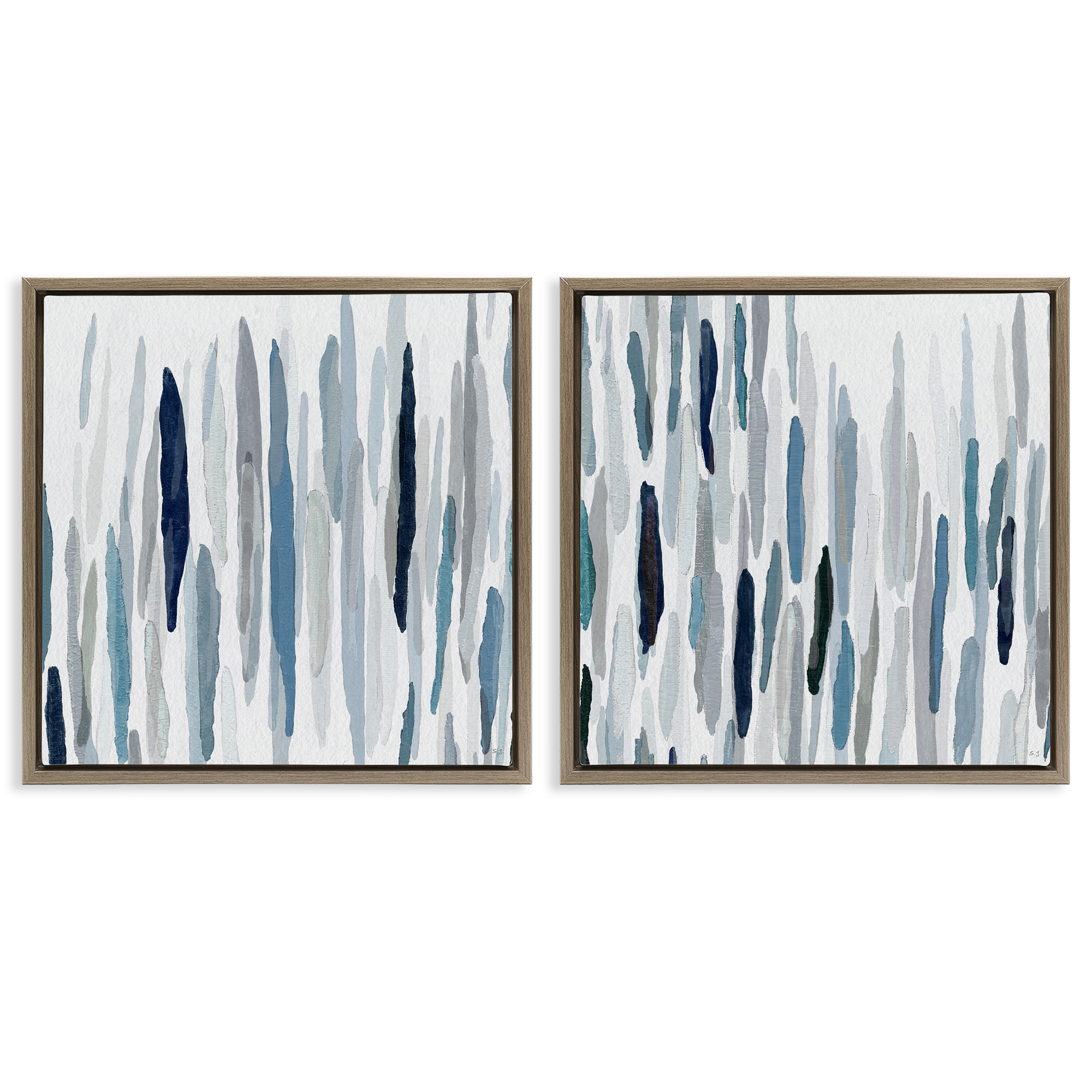 Stupell Industries Abstract Brushed Rainfall Contemporary Abstract Painting Brown Floater Framed Canvas Art Print Wall Art, 18 x 18, Set of 2