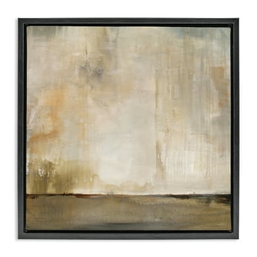 Stupell Industries Abstract Brushed Rustic Abstract Painting Black Floater Framed Canvas Art Print Wall Art, 18 x 18