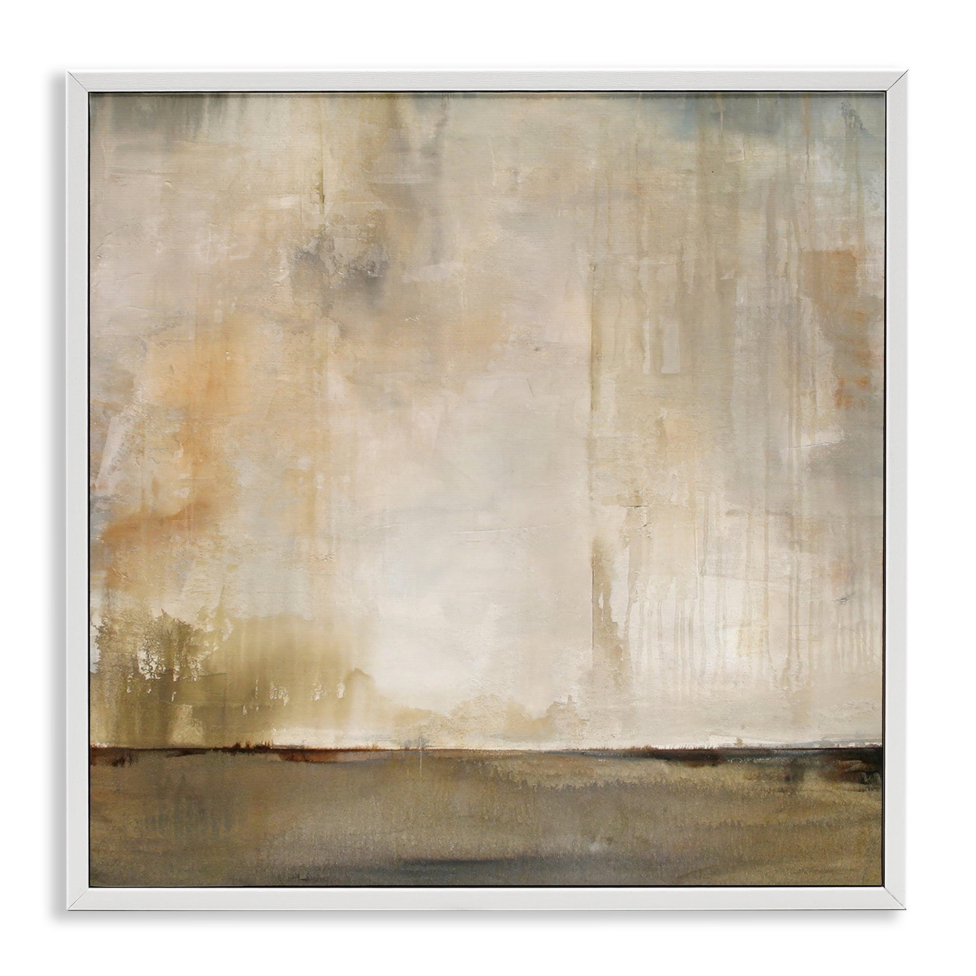 Stupell Industries Abstract Brushed Rustic Abstract Painting White Framed Art Print Wall Art, 12 x 12