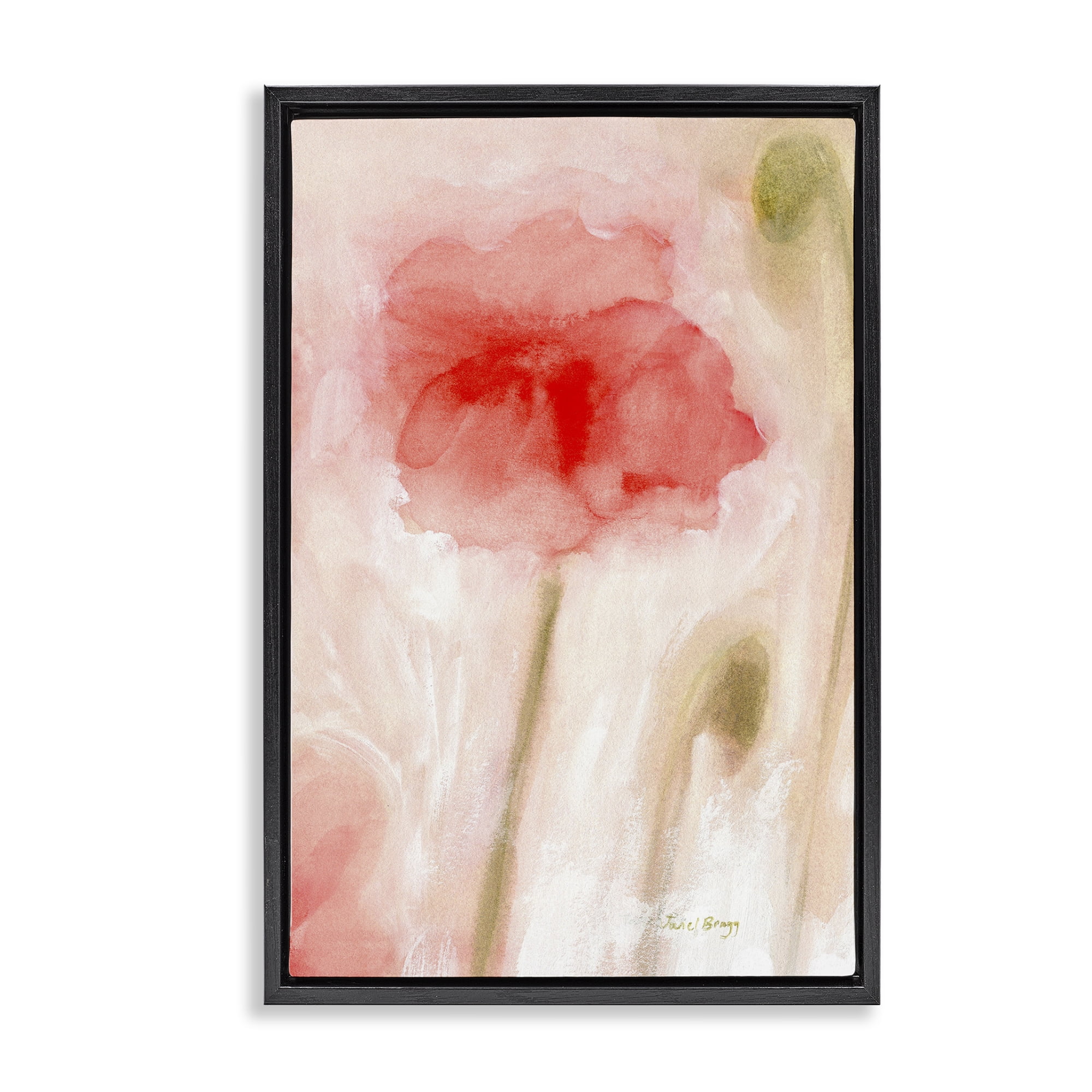 Stupell Industries Abstract Budding Flower Botanical & Floral Painting Black Floater Framed Art Print Wall Art, 21 x 31