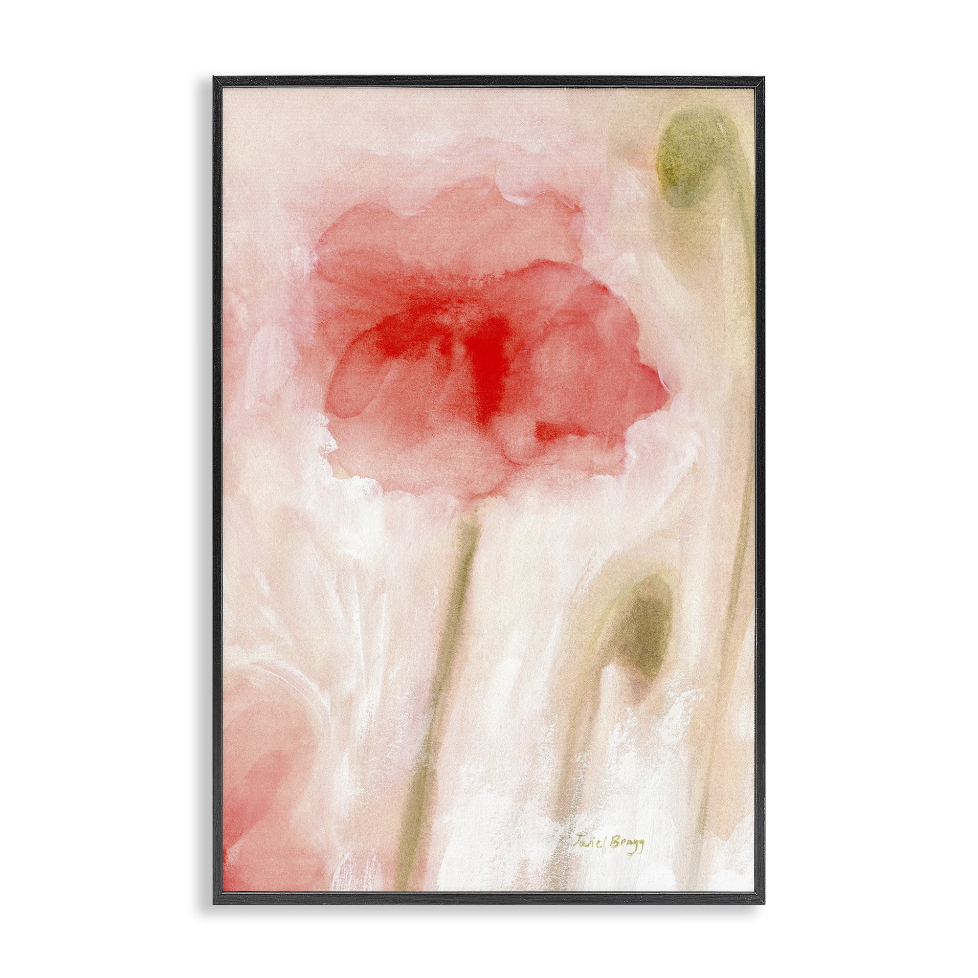 Stupell Industries Abstract Budding Flower Botanical & Floral Painting Black Framed Art Print Wall Art, 20 x 30